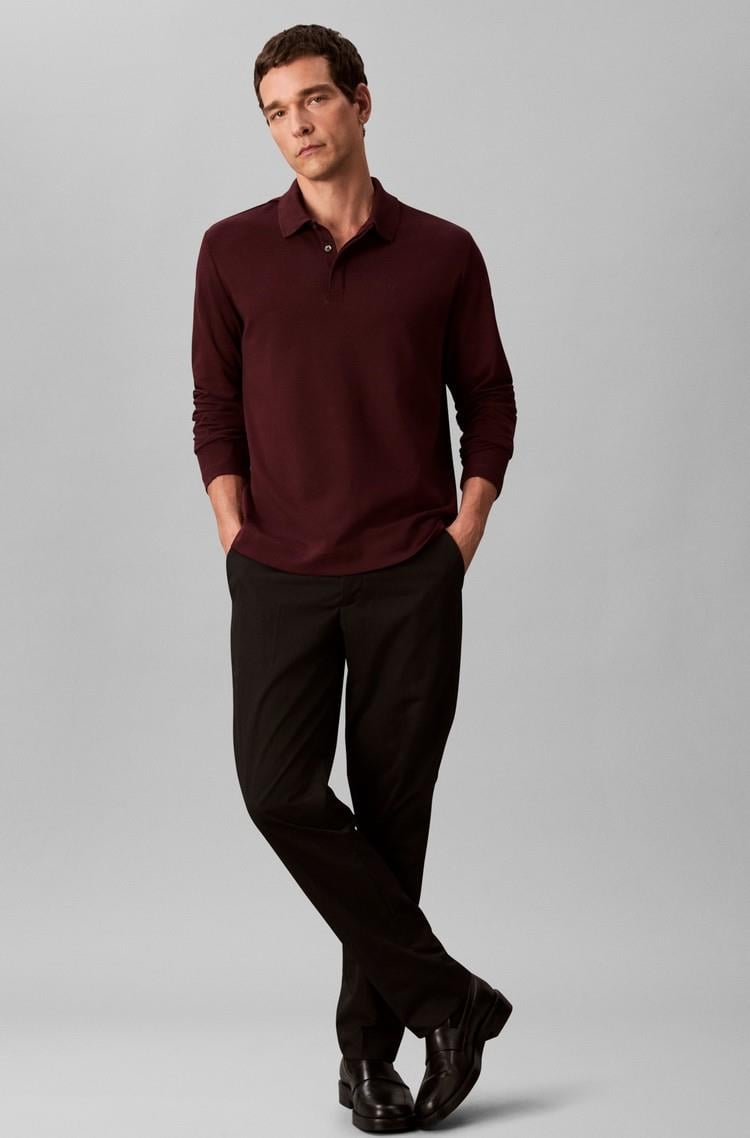 Calvin Klein Calvin Klein Erkek Uzun Kol Regular Fit Düğme Kapama Bordo Polo Yaka T-Shirt LV04LD233G-GR9