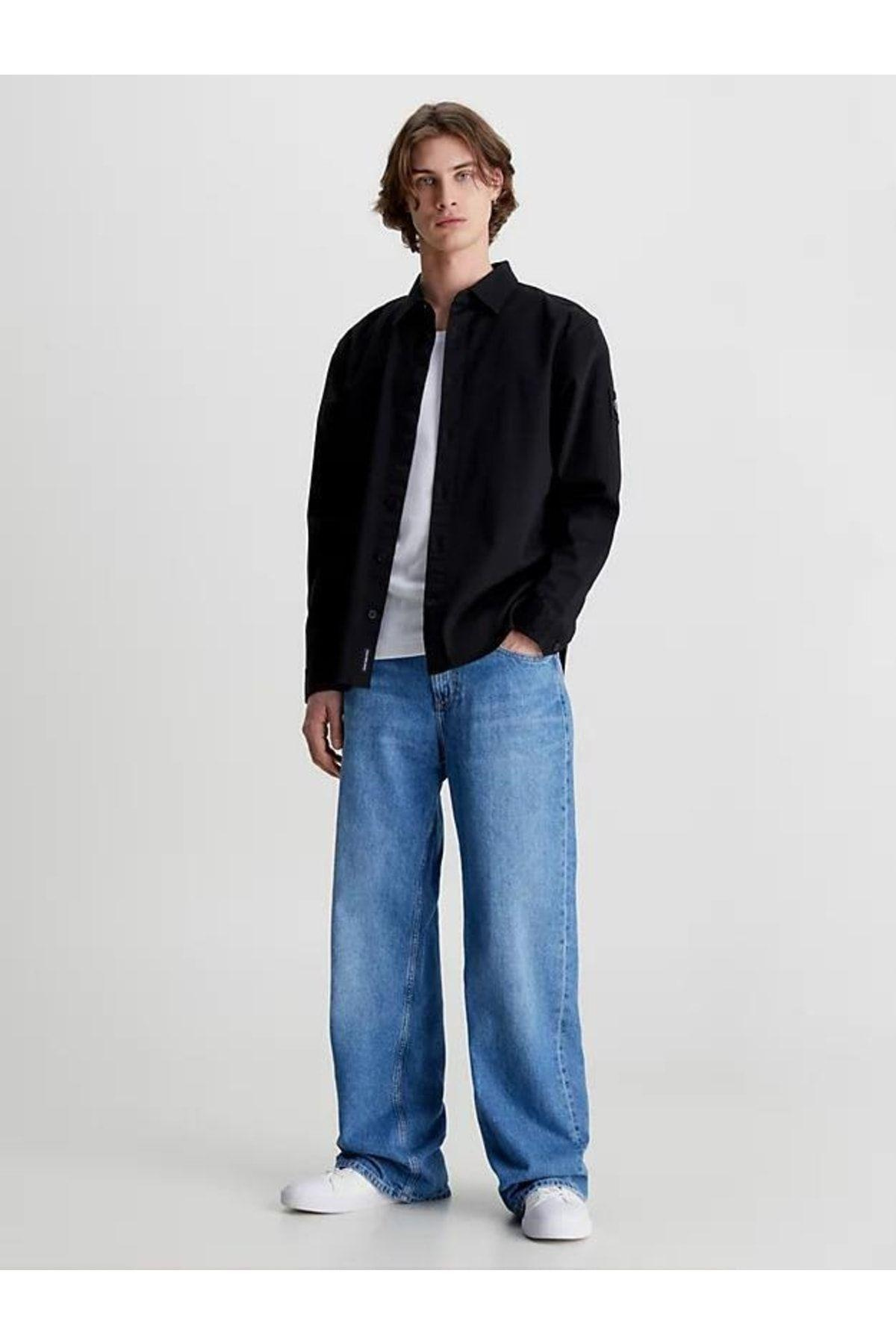 Calvin Klein Calvin Kleın Erkek Uzun Kol Normal Gömlek Yaka Günlük Siyah Gömlek J30J323255-BEH
