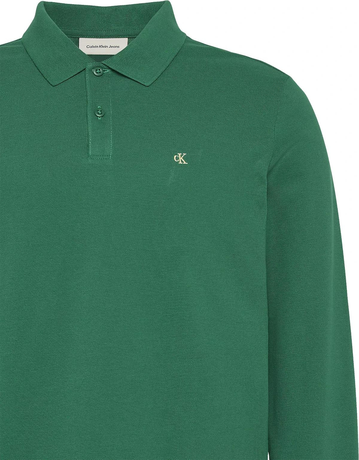 Calvin Klein Calvin Klein Erkek Uzun Kol Regular Fit Düğme Kapama Yeşil Polo Yaka T-Shirt LV04RE201G-2ES