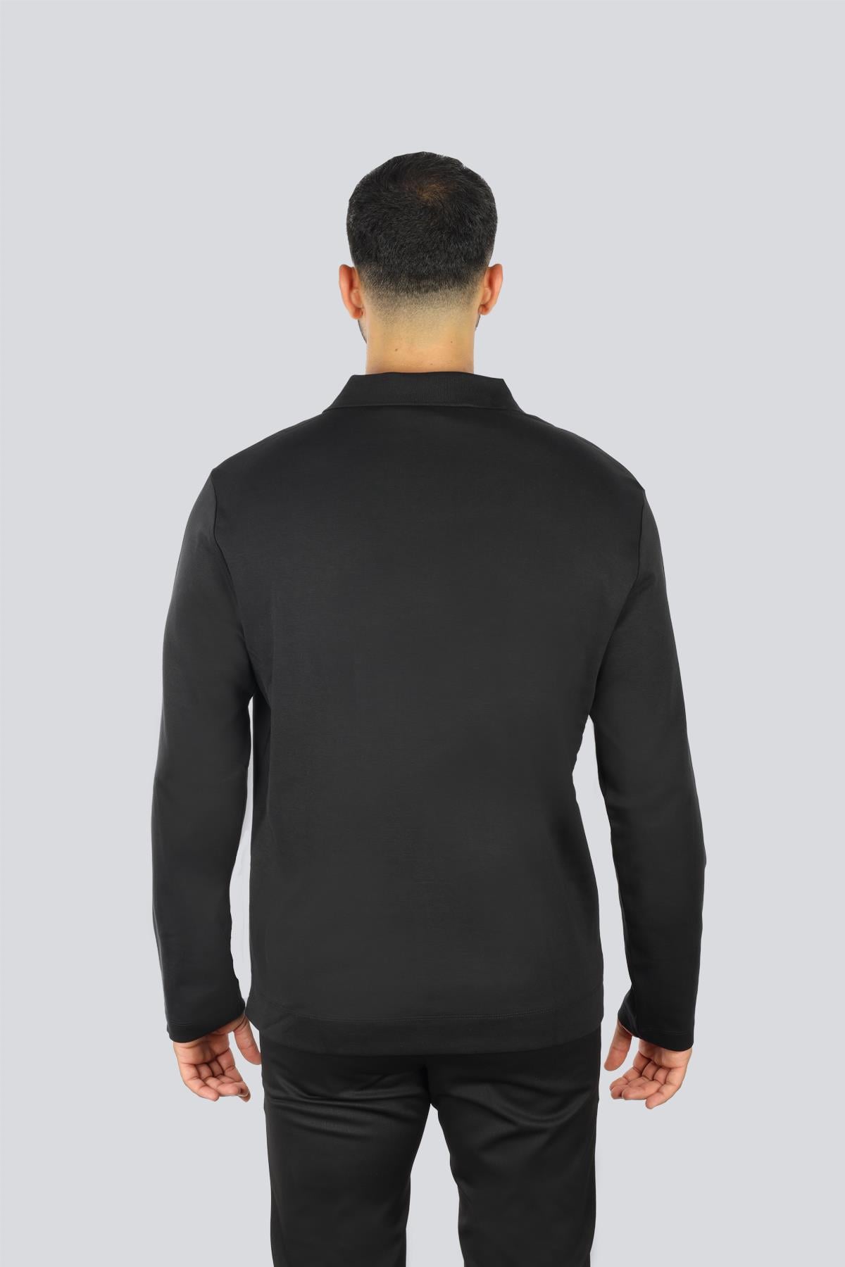 Calvin Klein Calvin Klein Erkek Uzun Kol Regular Fit Düğme Kapama Siyah Polo Yaka T-Shirt LV04LD233G-UB1