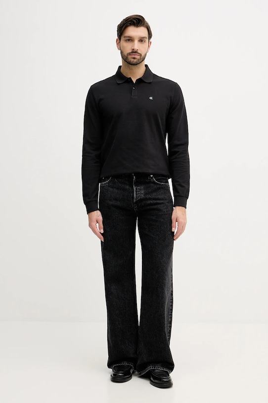 Calvin Klein Calvin Klein Erkek Uzun Kol Regular Fit Düğme Kapama Siyah Polo Yaka T-Shirt LV04RE201G-UB1