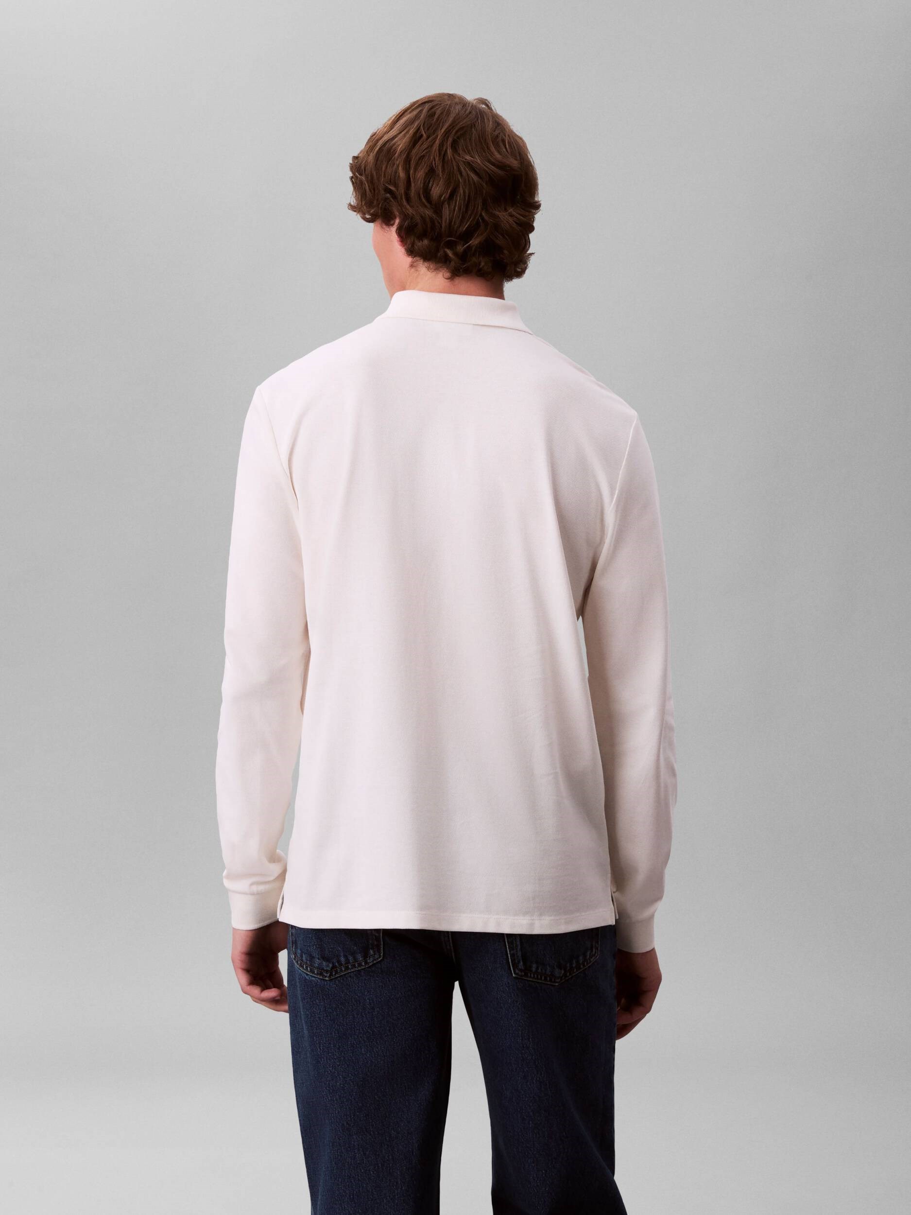 Calvin Klein Calvin Klein Erkek Uzun Kol Regular Fit Düğme Kapama Beyaz Polo Yaka T-Shirt LV04RE201G-YBH