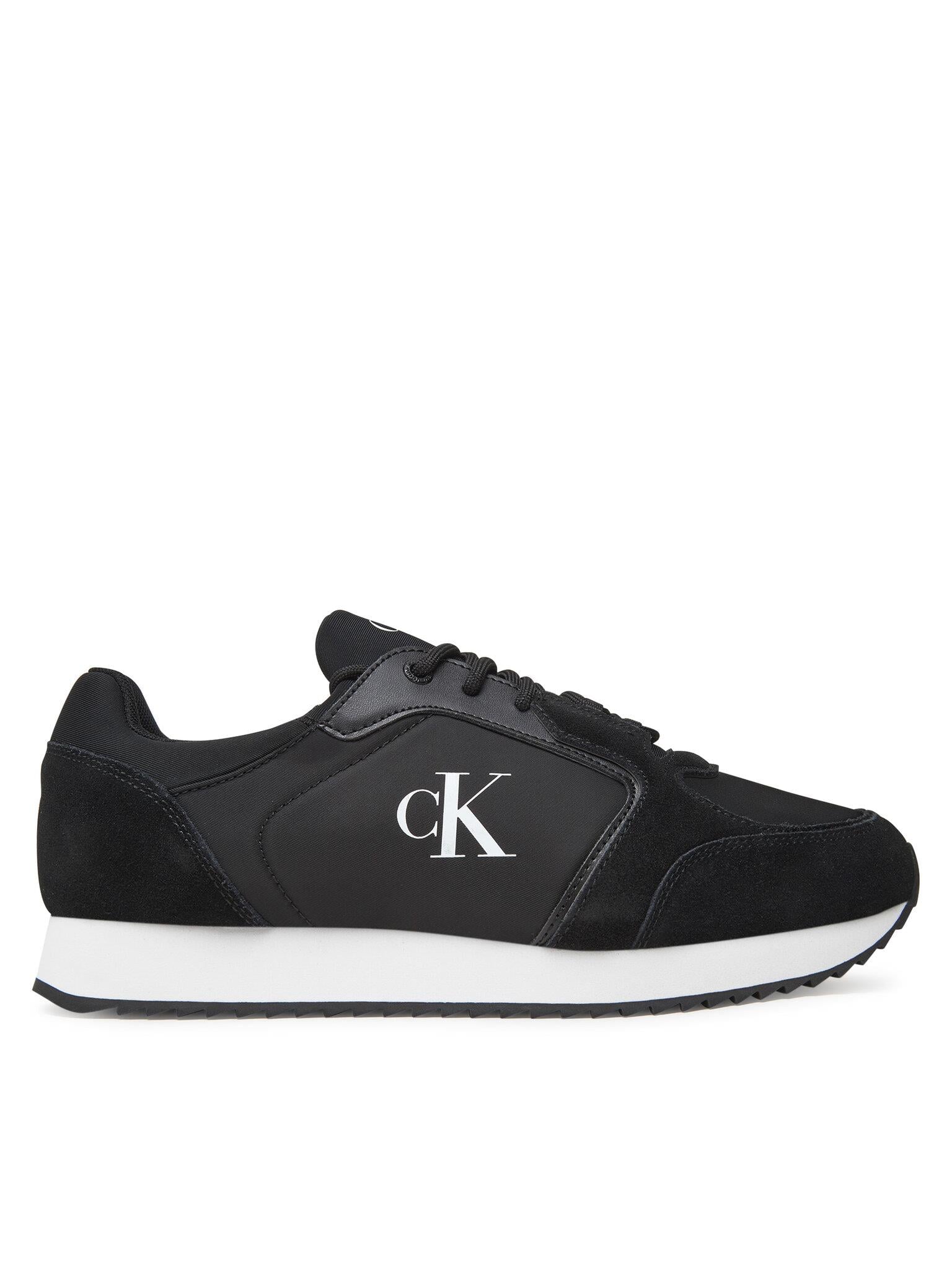 Calvin Klein Calvin Klein Erkek Yuvarlak Burun Lamine Deri Bağlamalı Orta Kalın Topuk Siyah Sneaker YM0YM01326-0GM