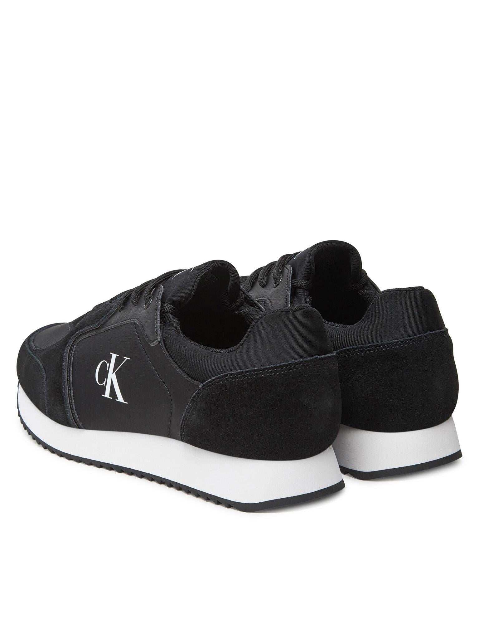 Calvin Klein Calvin Klein Erkek Yuvarlak Burun Lamine Deri Bağlamalı Orta Kalın Topuk Siyah Sneaker YM0YM01326-0GM