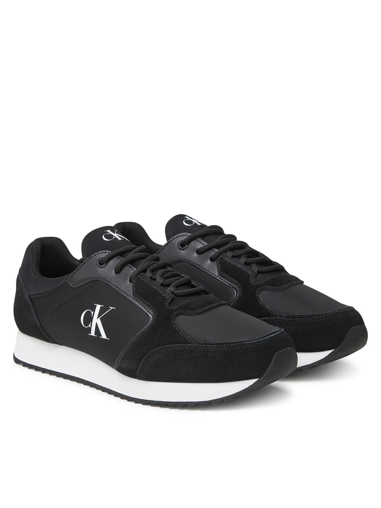 Calvin Klein Calvin Klein Erkek Yuvarlak Burun Lamine Deri Bağlamalı Orta Kalın Topuk Siyah Sneaker YM0YM01326-0GM