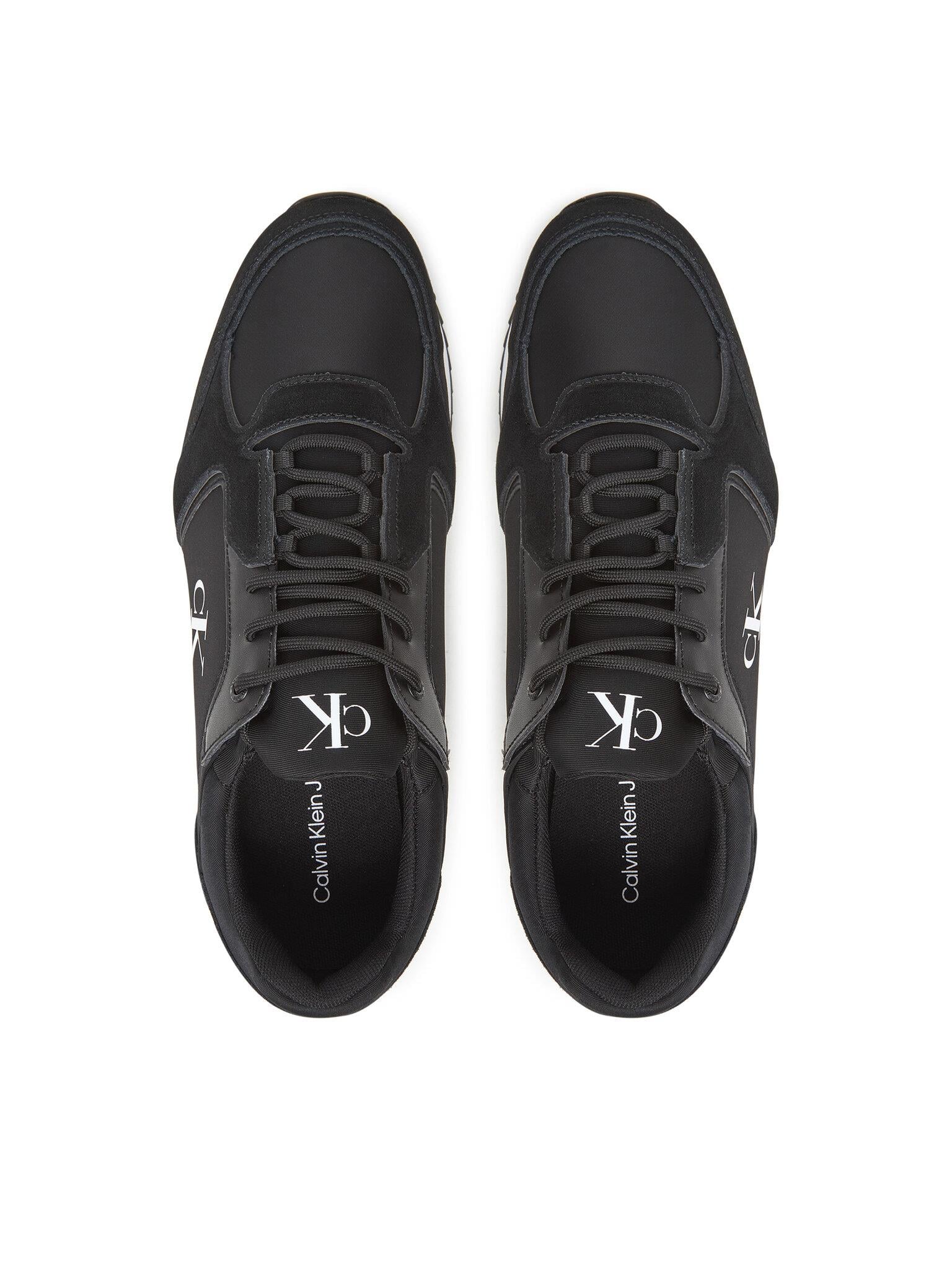 Calvin Klein Calvin Klein Erkek Yuvarlak Burun Lamine Deri Bağlamalı Orta Kalın Topuk Siyah Sneaker YM0YM01326-0GM