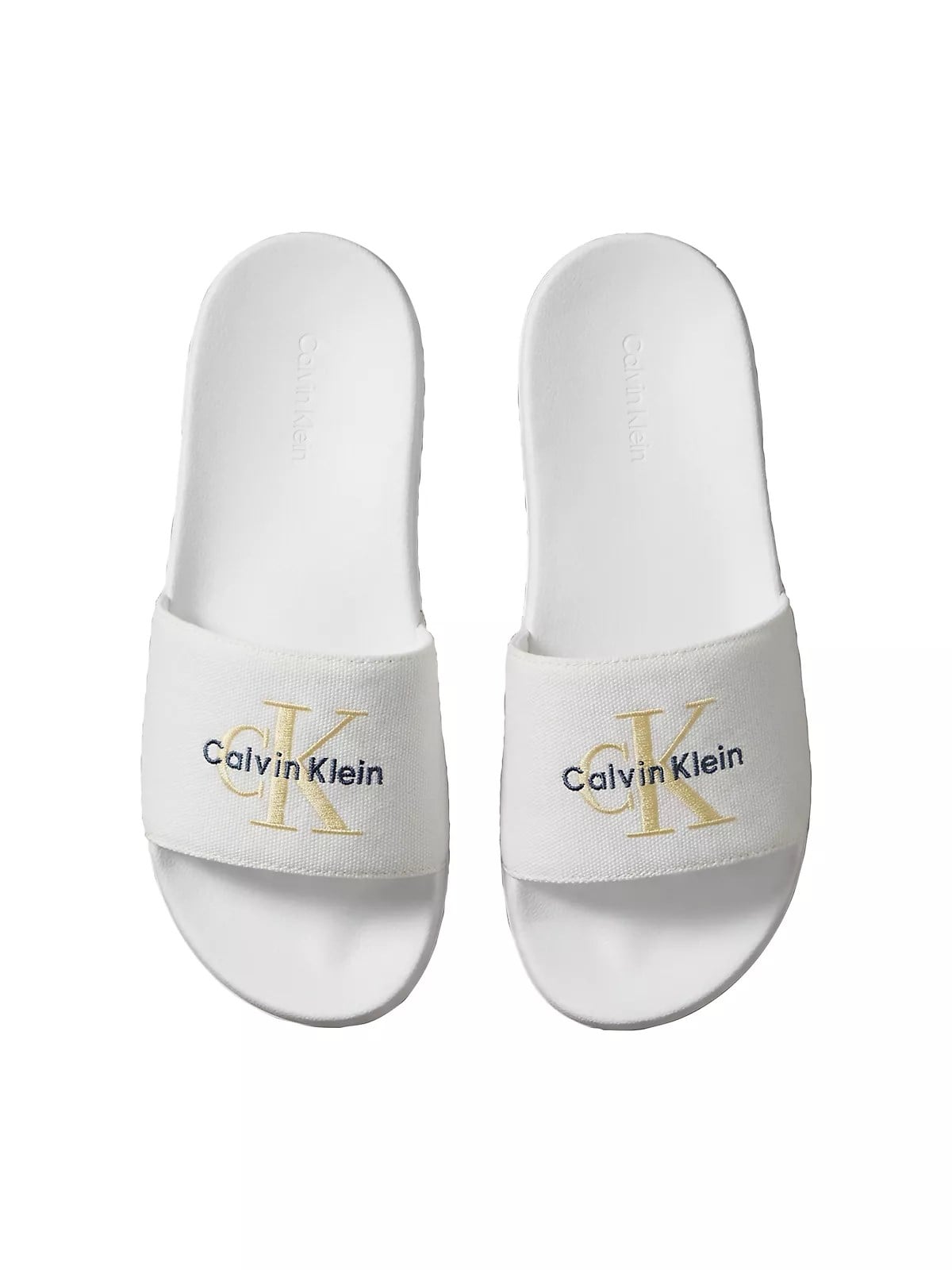 Calvin Klein Calvin Klein Kadın %100 Deri Rahat Taban CK Logolu Beyaz Terlik HW0HW02958-05U