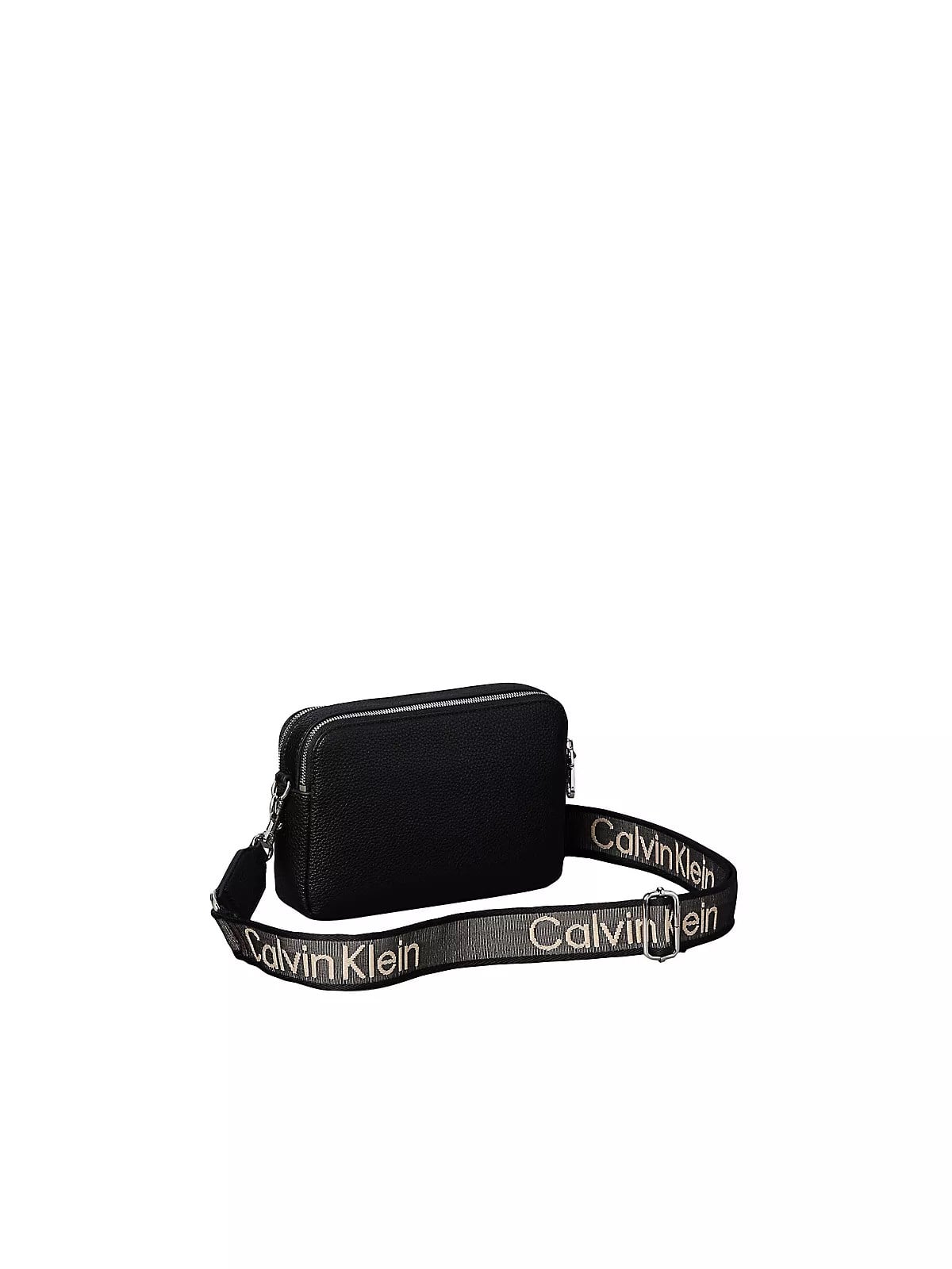 Calvin Klein Calvin Klein Kadın Askı Ayarlanabilir Calvin Klein Yazılı Fermuar Kapama Deri Siyah Çanta LV04F3656G-UB1