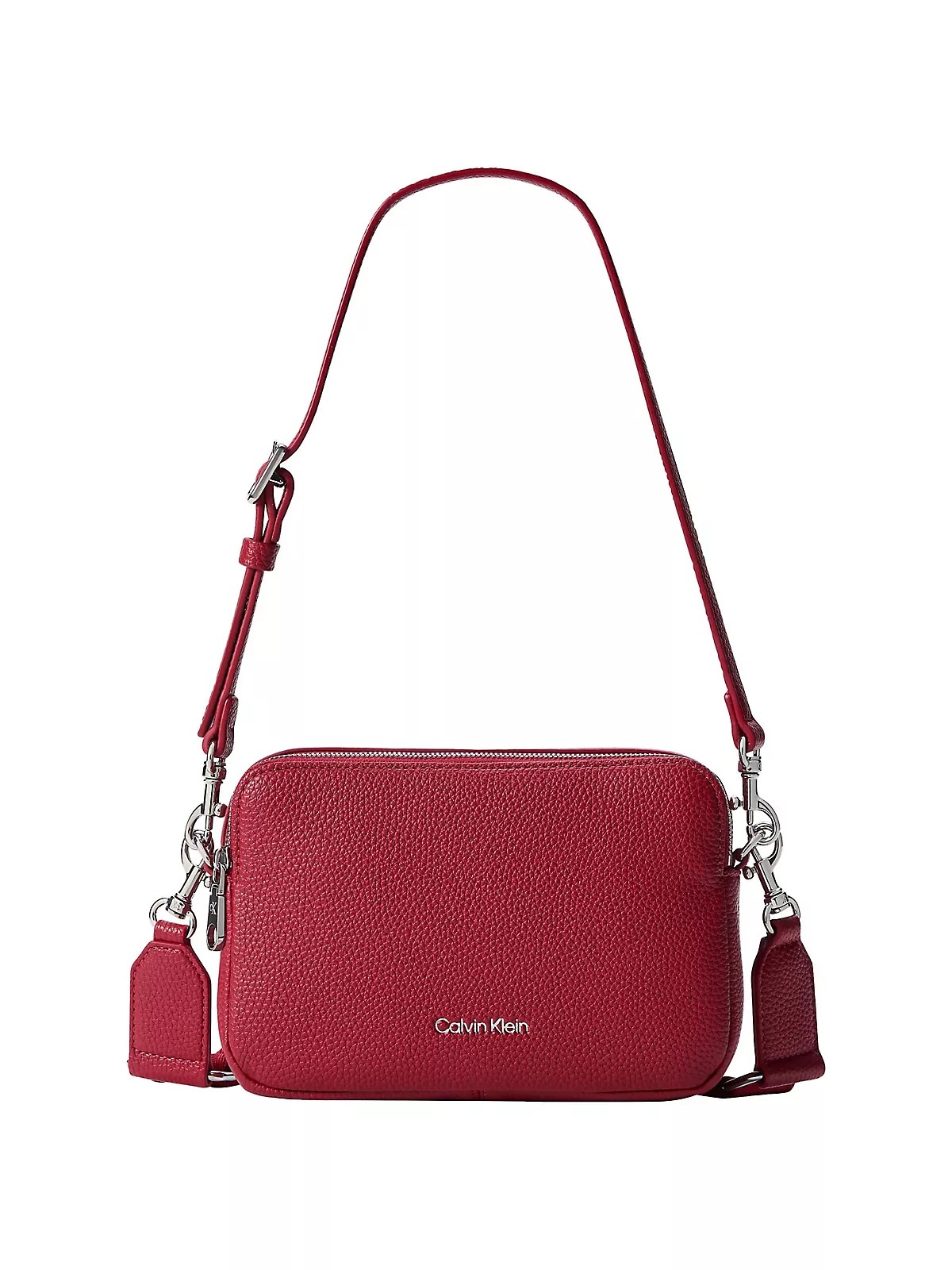 Calvin Klein Calvin Klein Kadın Askı Ayarlanabilir Calvin Klein Yazılı Fermuar Kapama Deri Kırmızı Çanta LV04F3656G-XLL