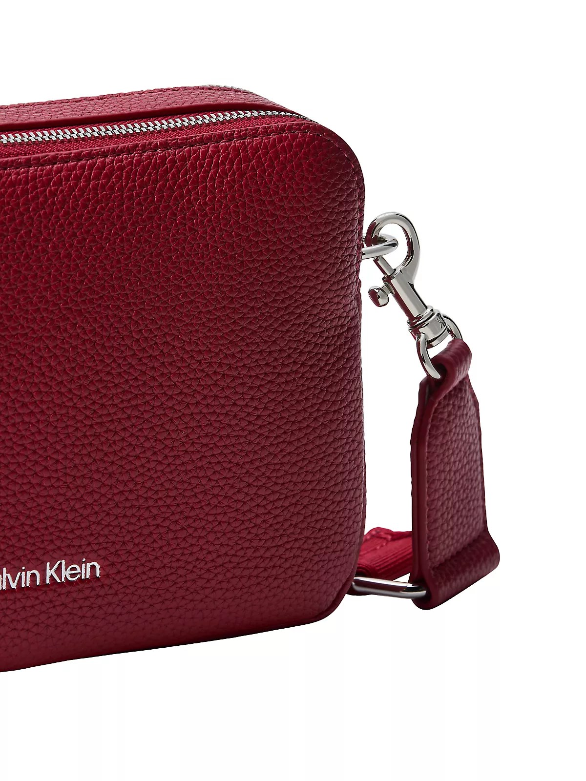 Calvin Klein Calvin Klein Kadın Askı Ayarlanabilir Calvin Klein Yazılı Fermuar Kapama Deri Kırmızı Çanta LV04F3656G-XLL