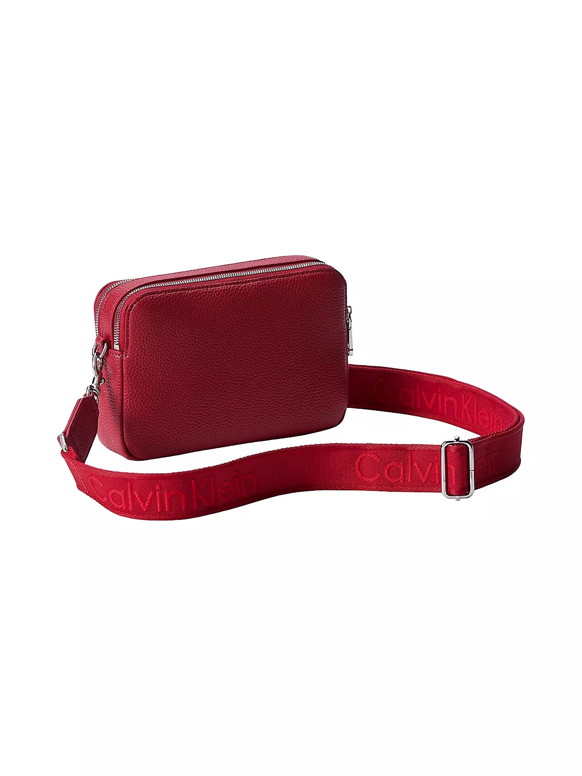Calvin Klein Calvin Klein Kadın Askı Ayarlanabilir Calvin Klein Yazılı Fermuar Kapama Deri Kırmızı Çanta LV04F3656G-XLL