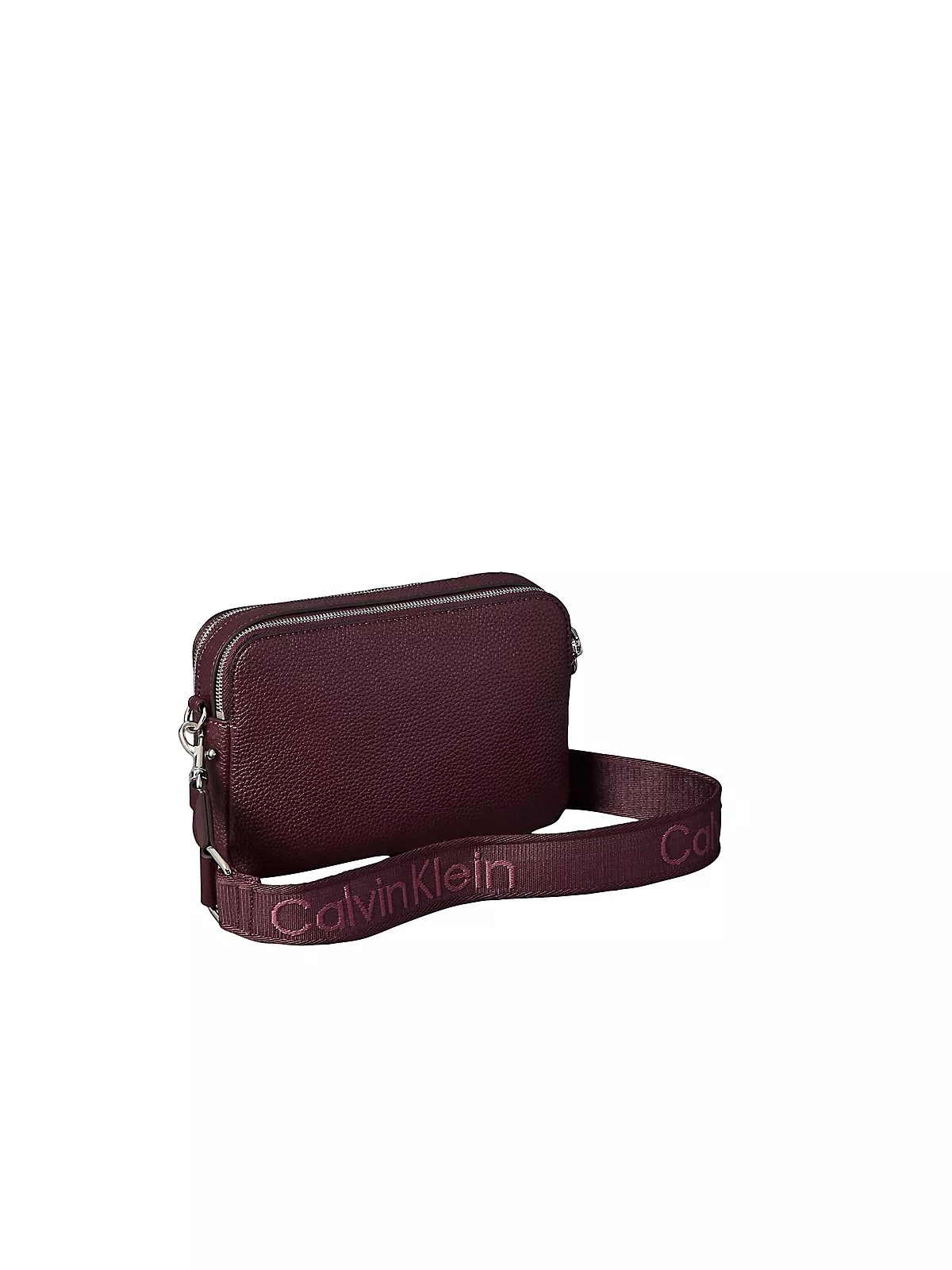 Calvin Klein Calvin Klein Kadın Askı Ayarlanabilir Calvin Klein Yazılı Fermuar Kapama Deri Bordo Çanta LV04F3656G-BAP