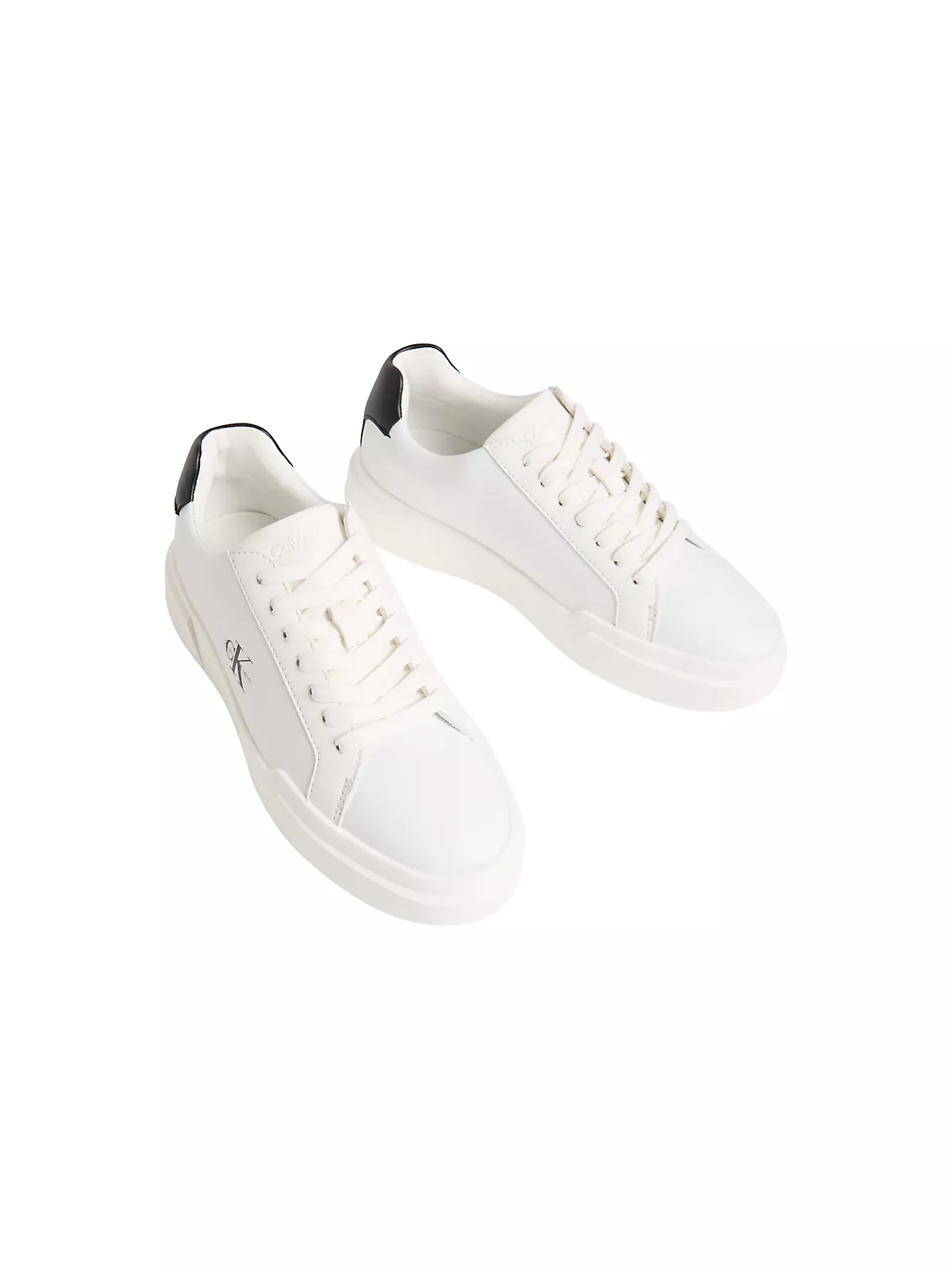 Calvin Klein Calvin Klein Kadın Bağcıklı Rahat Taban Logo Detaylı Deri Günlük Beyaz-Siyah Sneaker YW0YW01947-06X