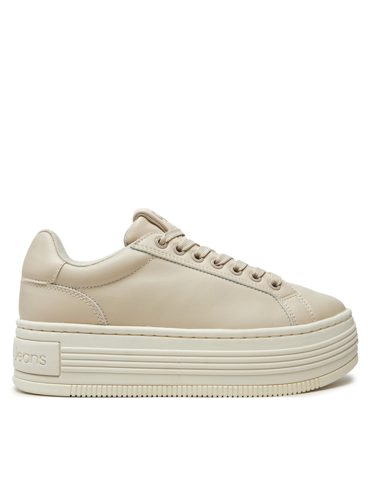 Calvin Klein Calvin Kleın Kadın Bağcıklı Marka Logolu Spor Stil Ekru Sneaker YW0YW01589-ACF