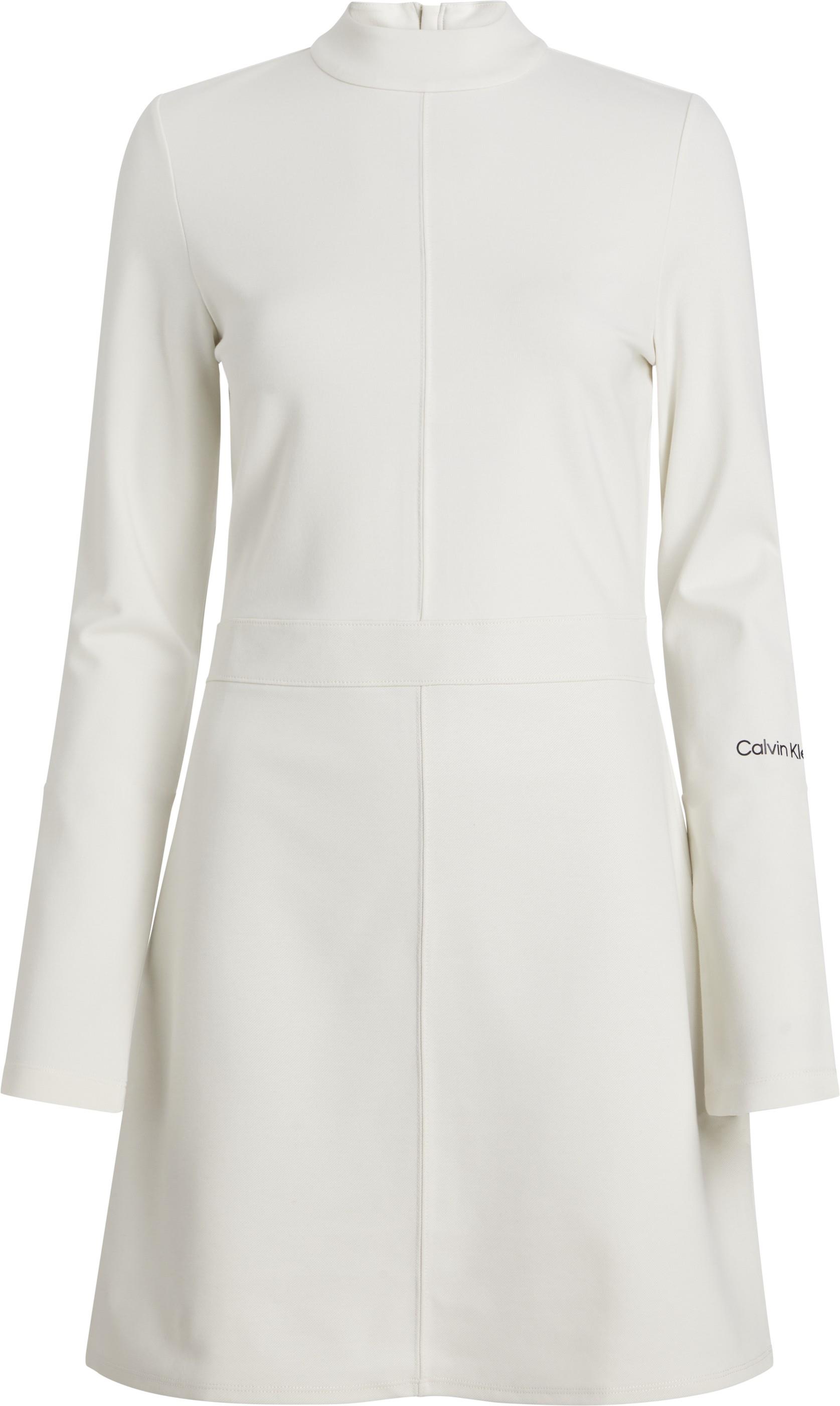 Calvin Klein Calvin Kleın Kadın Balıkçı Yaka Arka Fermuarlı Kaplamalı Mini Beyaz Elbise J20J221983-YBI