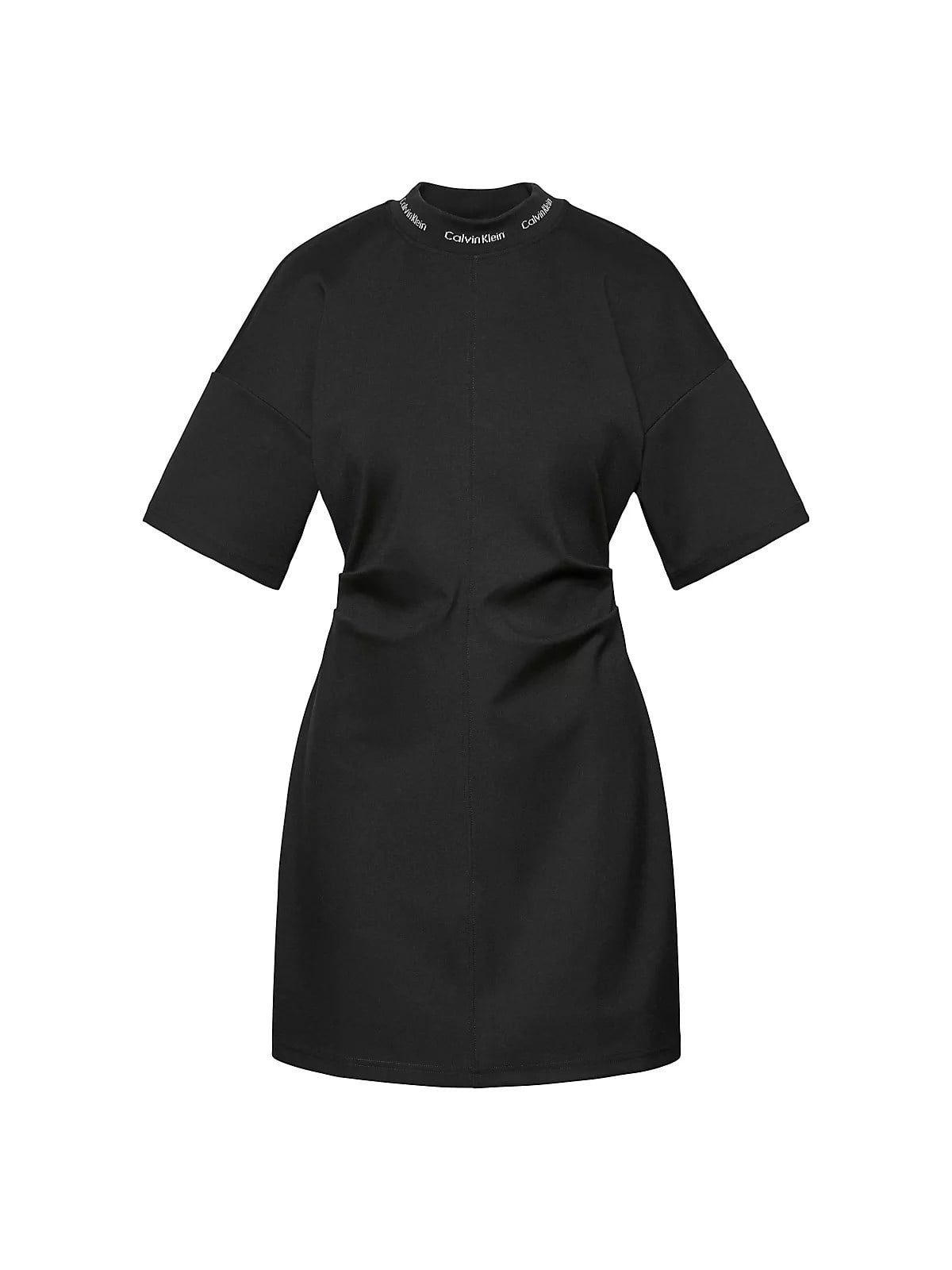 Calvin Klein Calvin Klein Kadın Bisiklet Yaka Calvin Klein Logo Detay Kısa Kol Diz Üstü Siyah Elbise LV047G251G-UB1