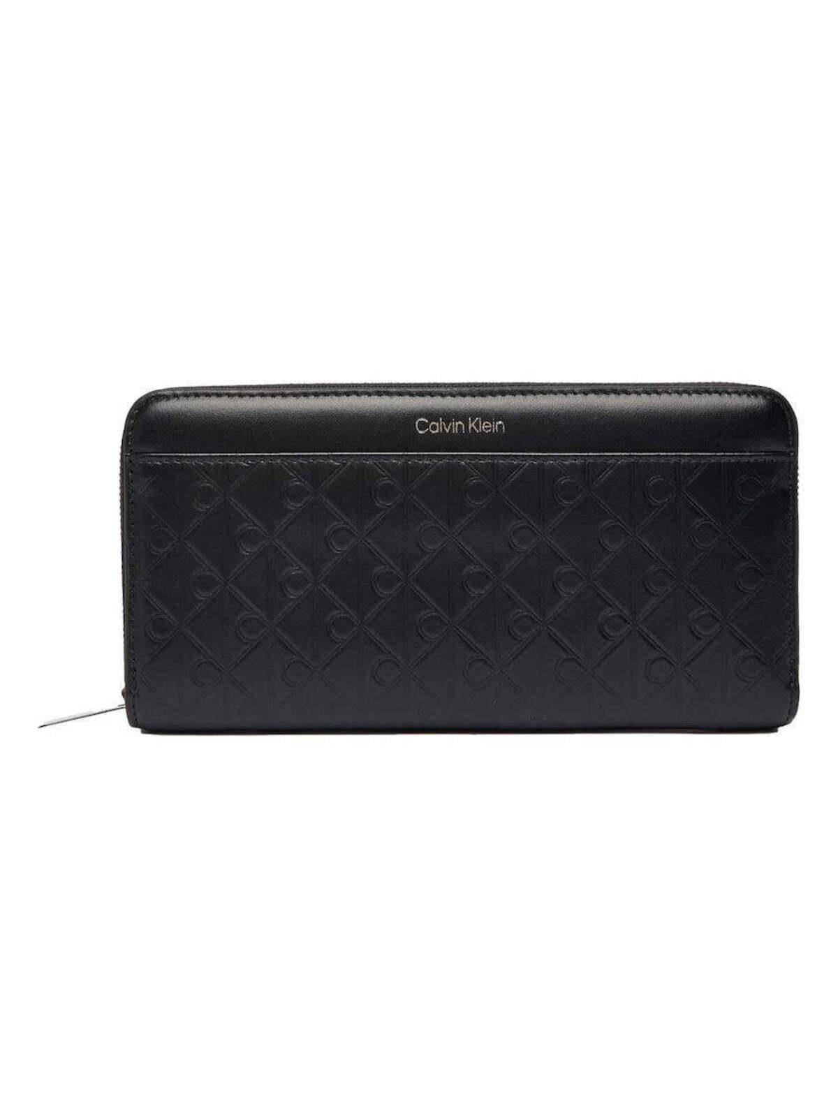 Calvin Klein Calvin Klein Kadın CK Yazı Detay Deri Fermuar Kapama Kart Ve Nakit Bölmeli Siyah Cüzdan LV04F1097G-UB1