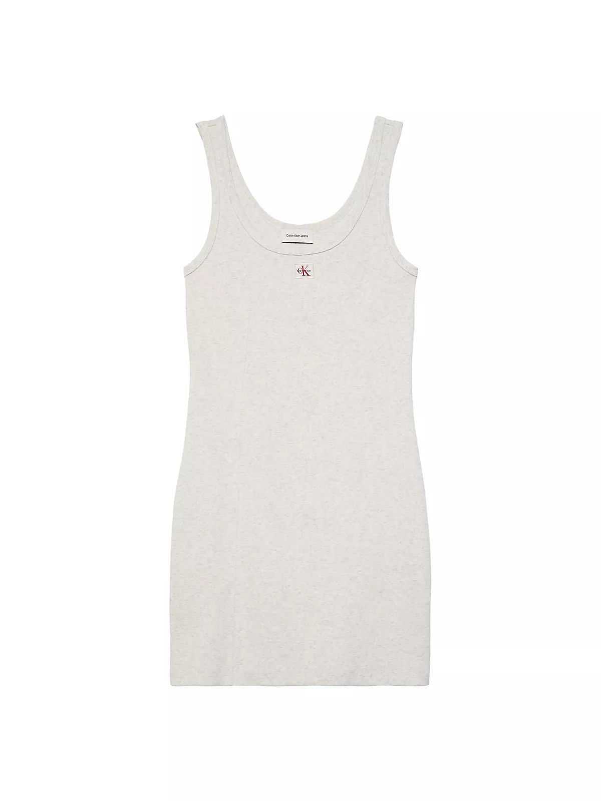Calvin Klein Calvin Klein Kadın Dar Kalıp Yuvarlak Yakalı CK Logo Etiketli Askılı Mini Gri Elbise LV047G215G-P74
