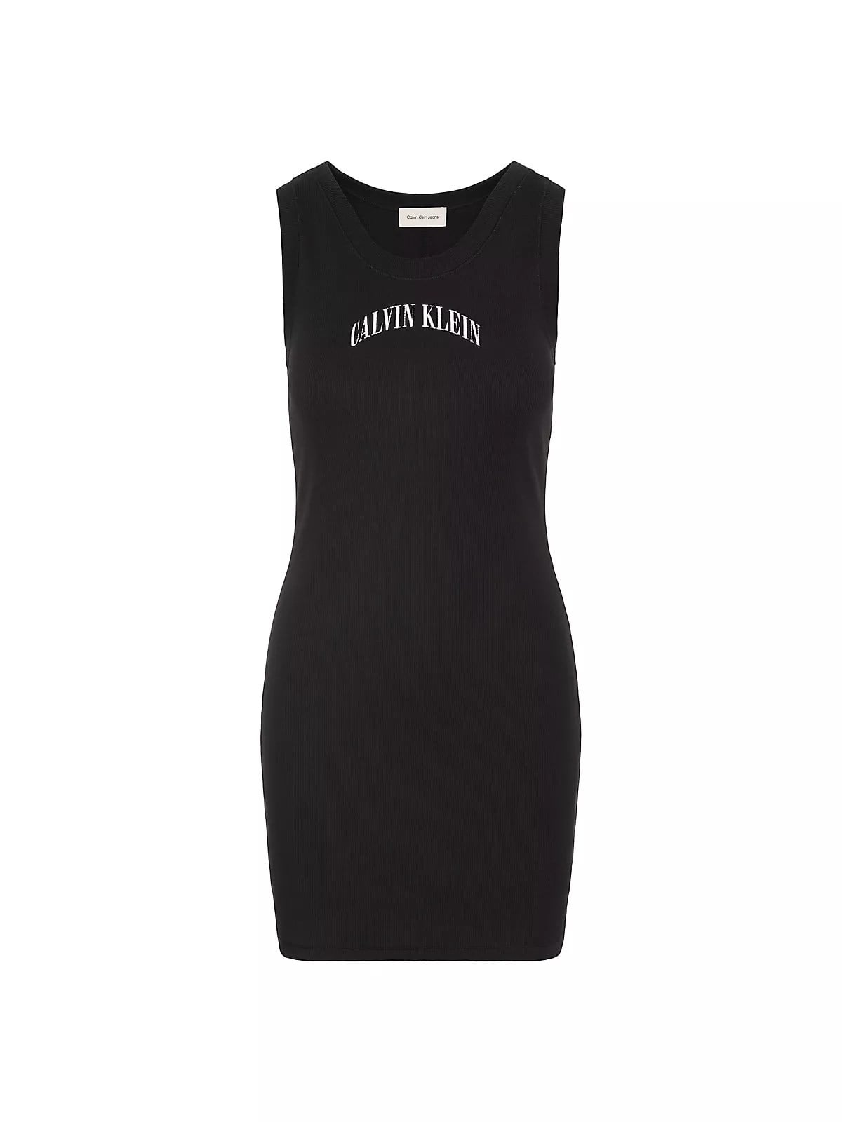 Calvin Klein Calvin Klein Kadın Dar Kalıp Yuvarlak Yakalı Pamuklu Logo Detaylı Mini Siyah Elbise LV047G213G-UB1