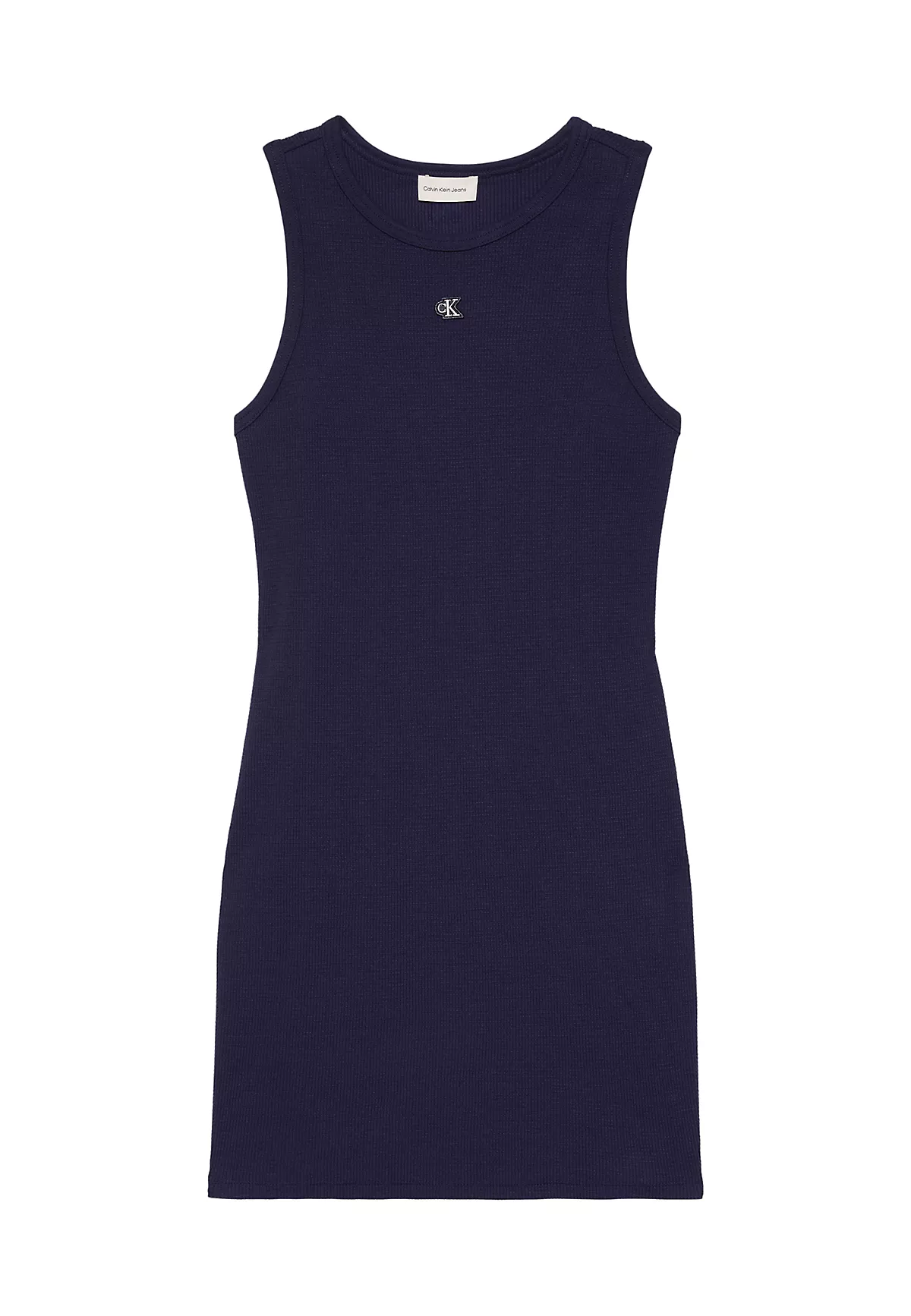 Calvin Klein Calvin Klein Kadın Dar Kesim Pamuklu Yuvarlak Yakalı Kolsuz Mini Lacivert Elbise LV047F235G-9EI