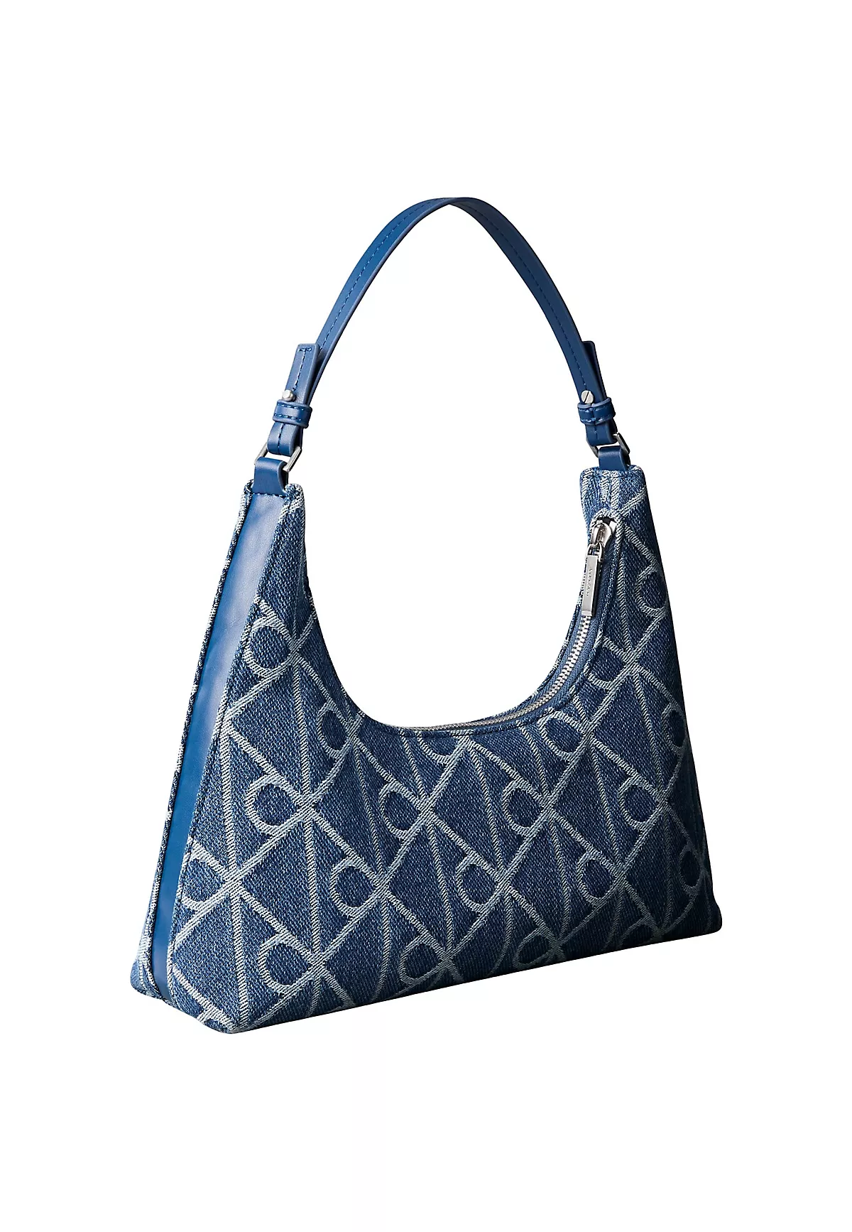 Calvin Klein Calvin Klein Kadın Denim Kumaş Kısa Kulp Ck Desen Mavi Omuz Çantası LV04F3431G-YBN