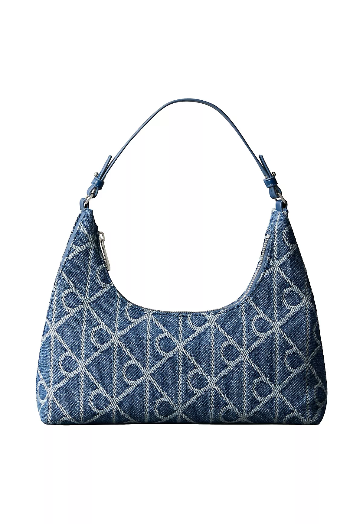 Calvin Klein Calvin Klein Kadın Denim Kumaş Kısa Kulp Ck Desen Mavi Omuz Çantası LV04F3431G-YBN