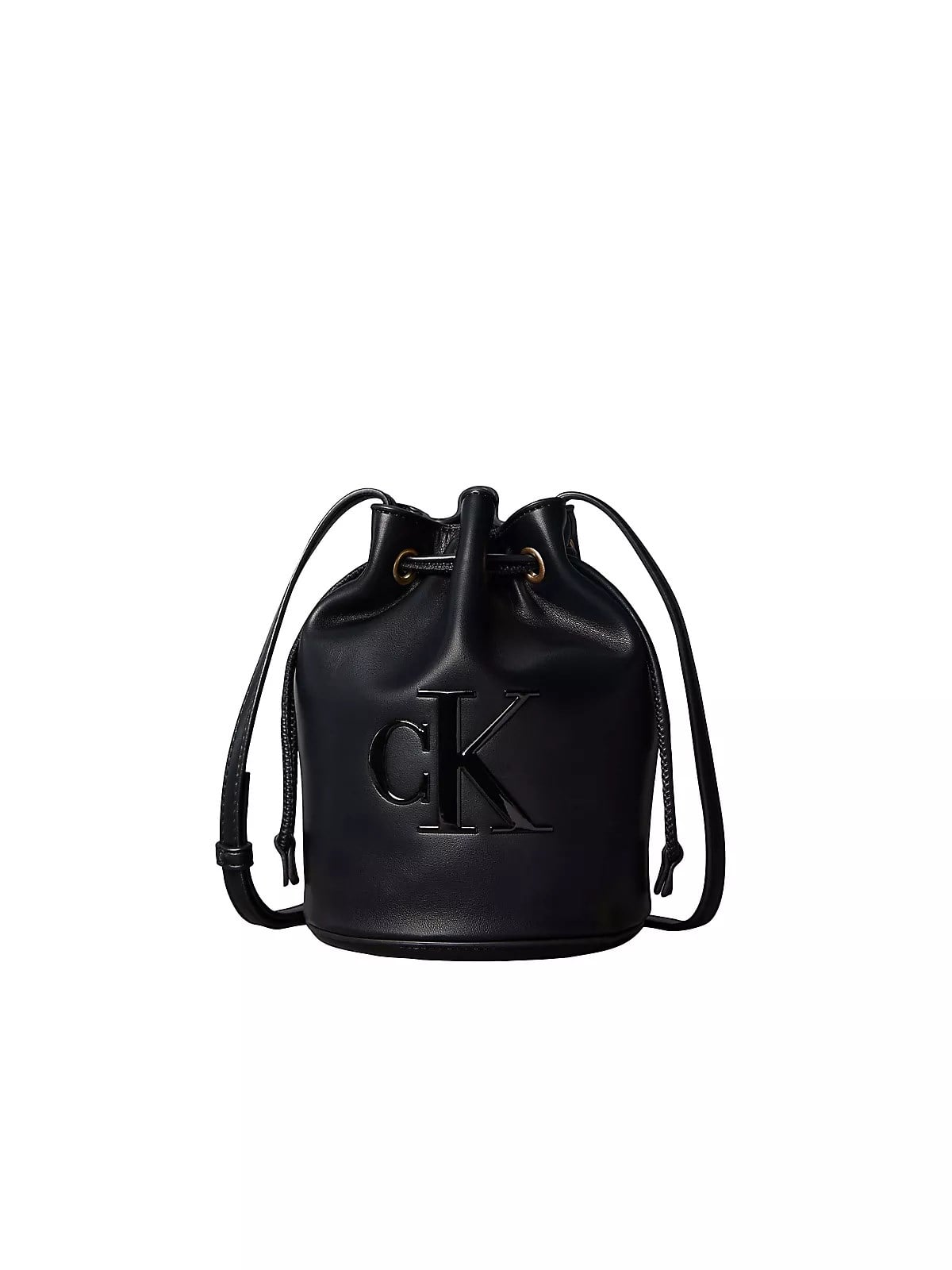 Calvin Klein Calvin Klein Kadın Deri Büzgülü Kapama Ön Kısımda Calvin Klein Parlak İmzalı Monogram Siyah Omuz Çantası LV04F3640G-UB1