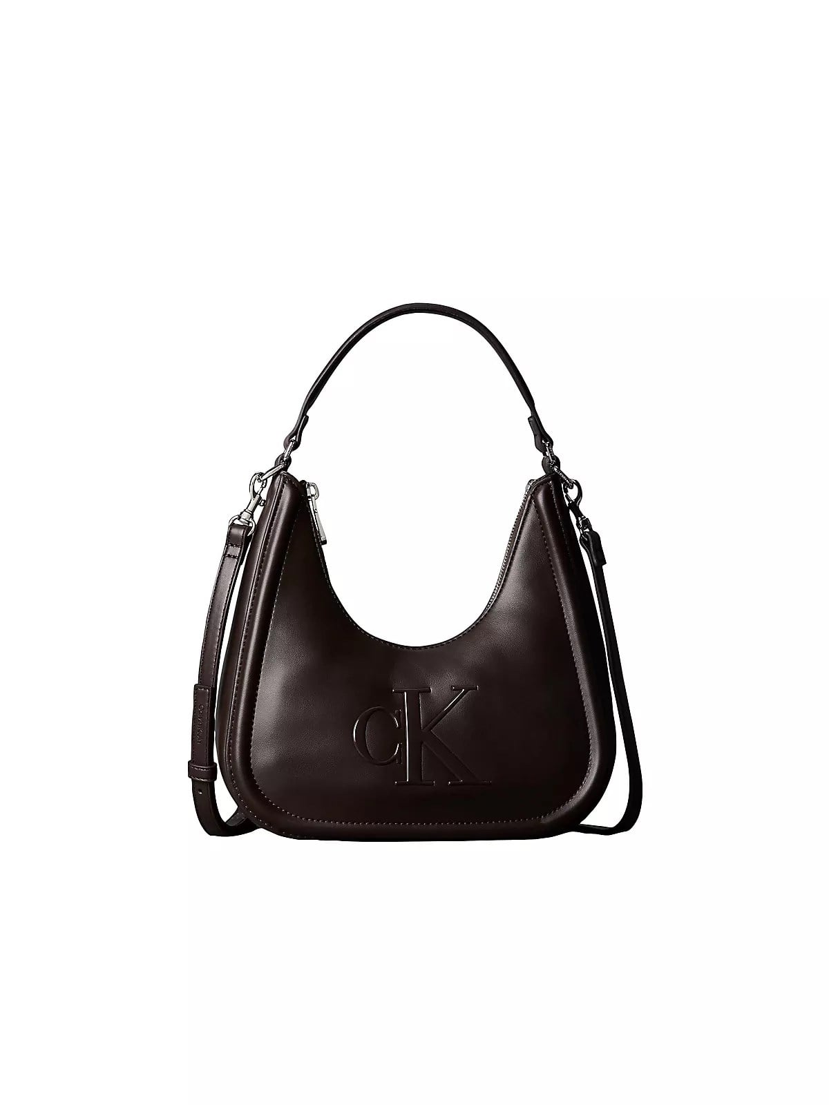 Calvin Klein Calvin Klein Kadın Deri Kısa Kulp Fermuar Kapama CK Logo Desenli Kahverengi Çanta LV04F3561G-BAL