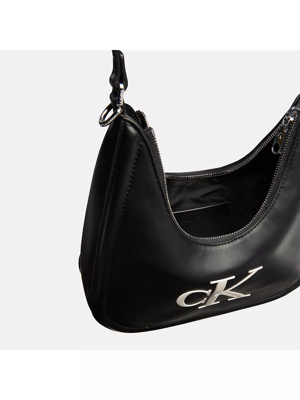 Calvin Klein Calvin Klein Kadın Deri Kısa Kulp Fermuar Kapama CK Logo Desenli Siyah Çanta LV04F3561G-3L2