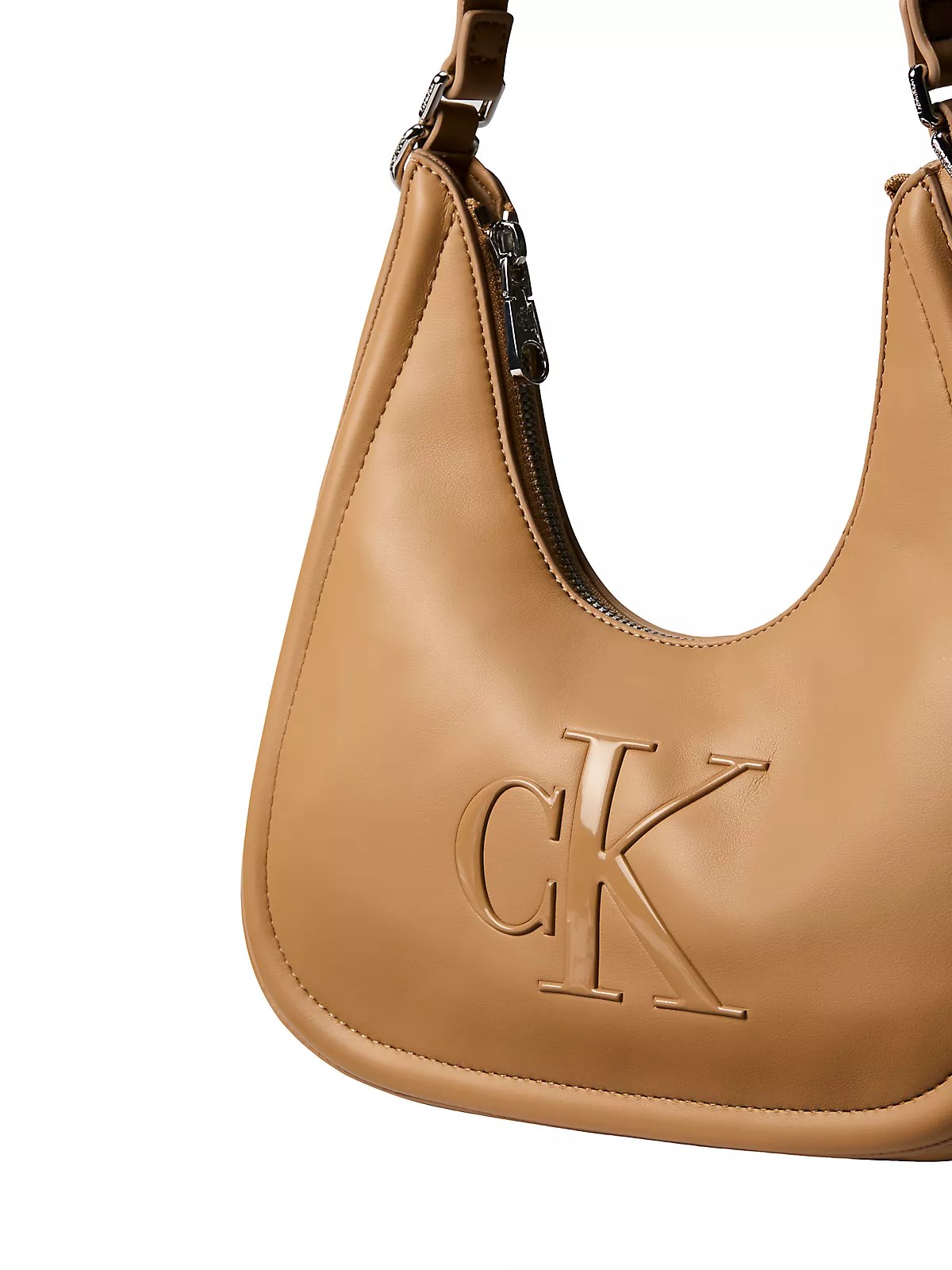 Calvin Klein Calvin Klein Kadın Deri Kısa Kulp Fermuar Kapama CK Logo Desenli Kahverengi1 Çanta LV04F3561G-RAJ