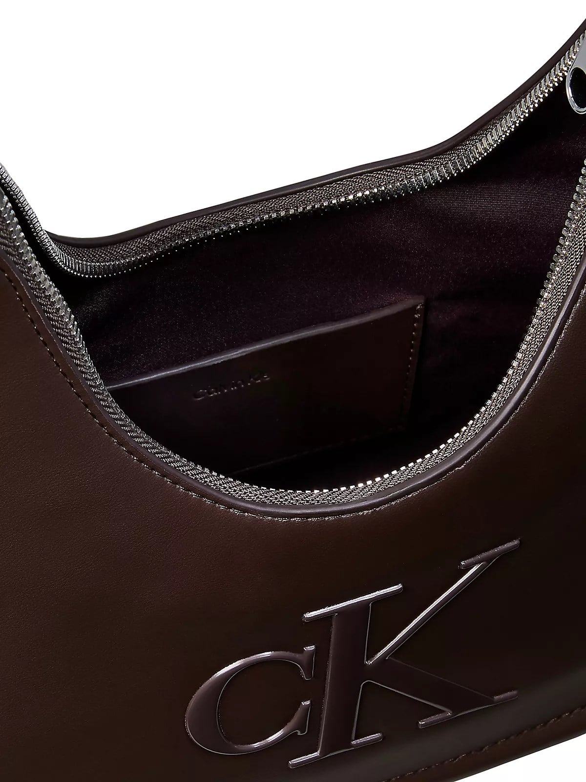 Calvin Klein Calvin Klein Kadın Deri Kısa Kulp Fermuar Kapama CK Logo Desenli Kahverengi Çanta LV04F3561G-BAL