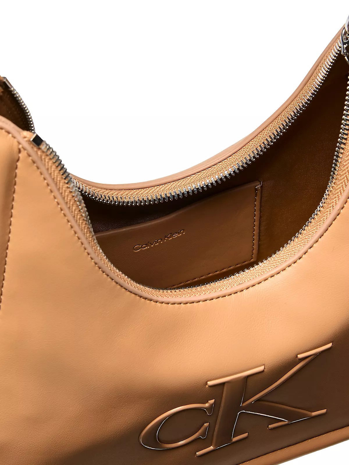 Calvin Klein Calvin Klein Kadın Deri Kısa Kulp Fermuar Kapama CK Logo Desenli Kahverengi1 Çanta LV04F3561G-RAJ