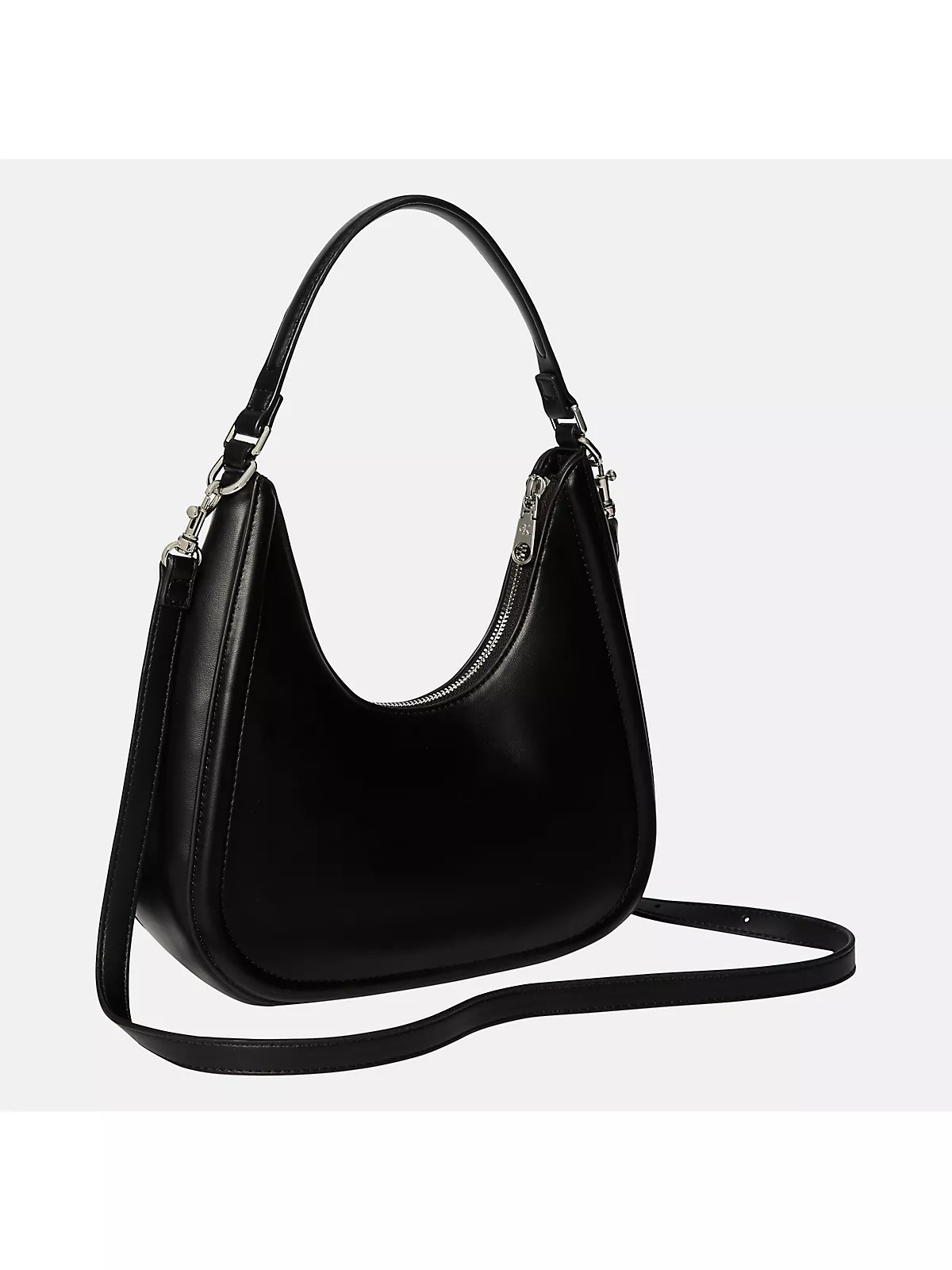 Calvin Klein Calvin Klein Kadın Deri Kısa Kulp Fermuar Kapama CK Logo Desenli Siyah Çanta LV04F3561G-3L2