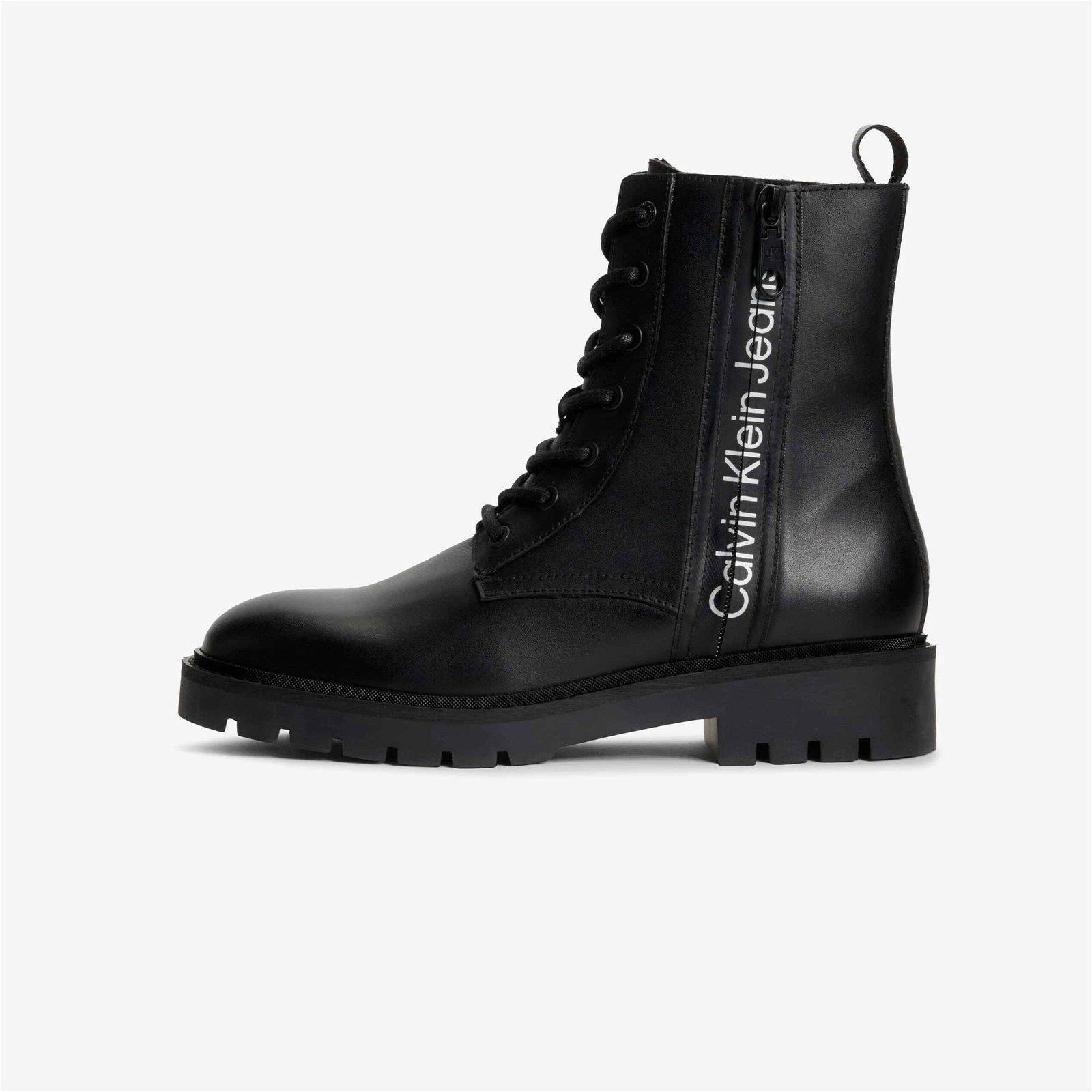 Calvin Klein Calvin Kleın Kadın Deri Logolu Kalın Tabanlı Günlük Kullanım Siyah Bot & Bootie YW0YW01035-BEH