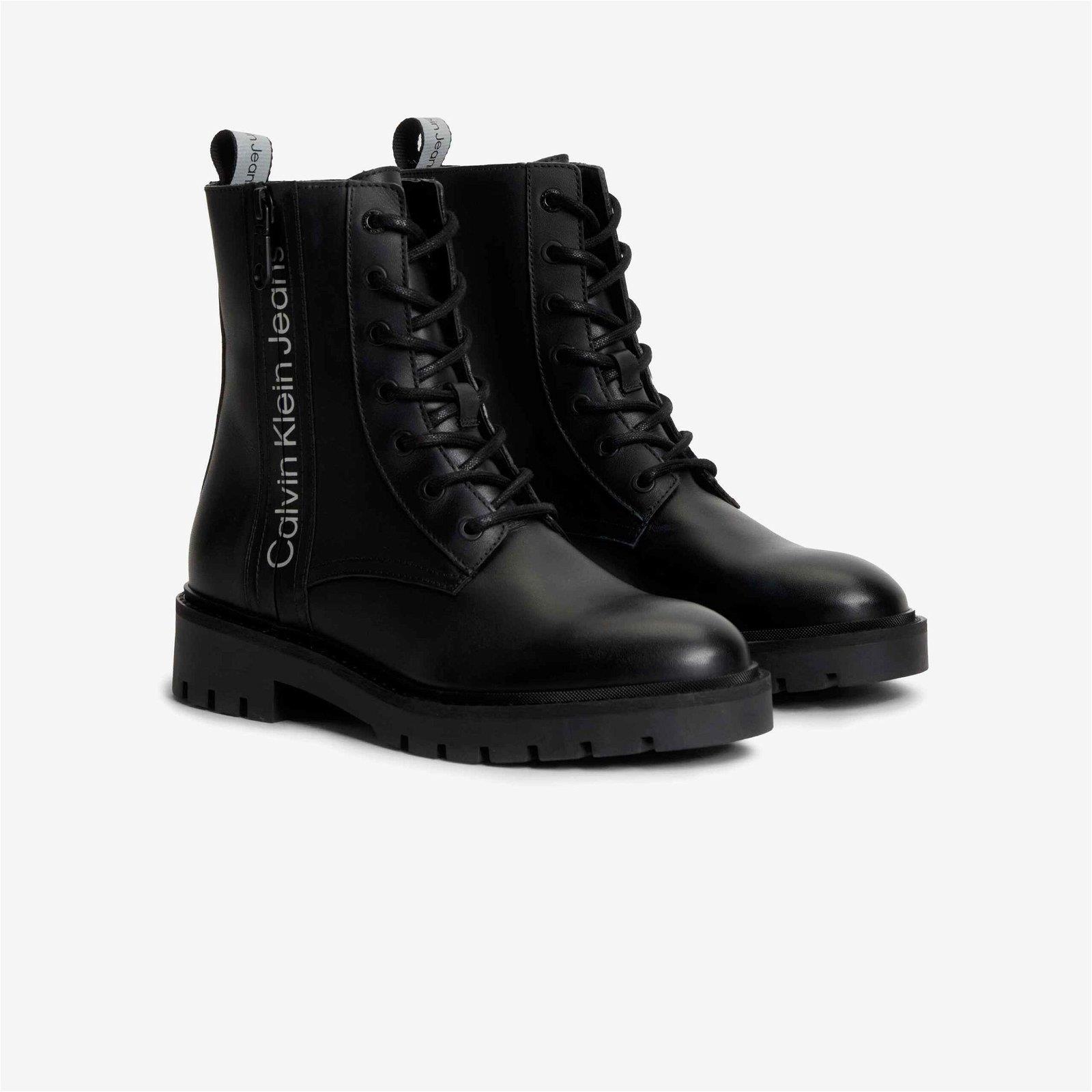 Calvin Klein Calvin Kleın Kadın Deri Logolu Kalın Tabanlı Günlük Kullanım Siyah Bot & Bootie YW0YW01035-BEH