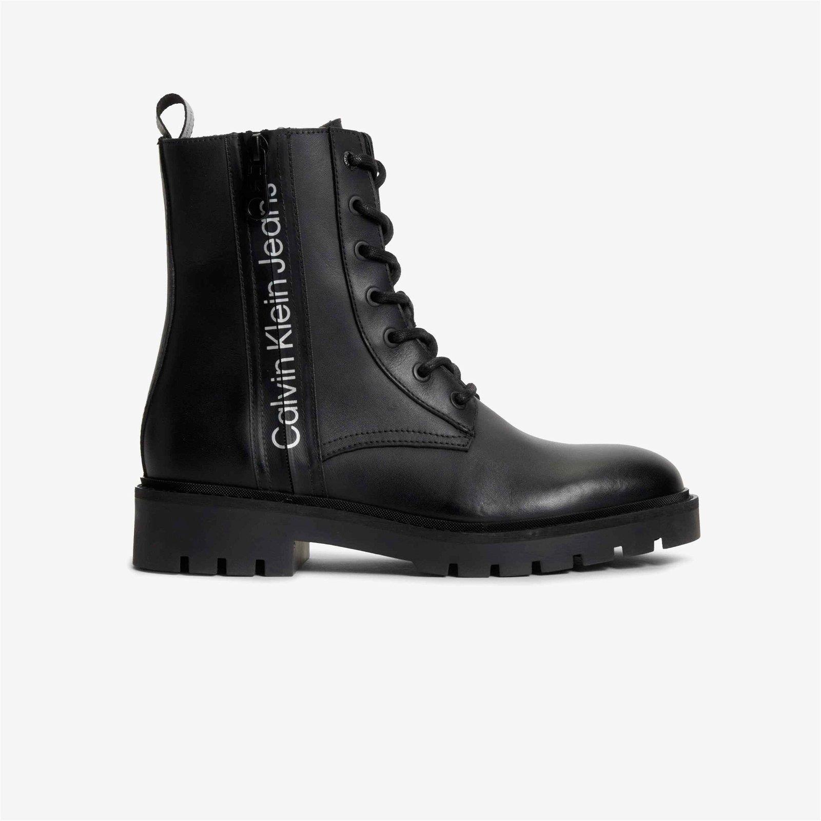Calvin Klein Calvin Kleın Kadın Deri Logolu Kalın Tabanlı Günlük Kullanım Siyah Bot & Bootie YW0YW01035-BEH