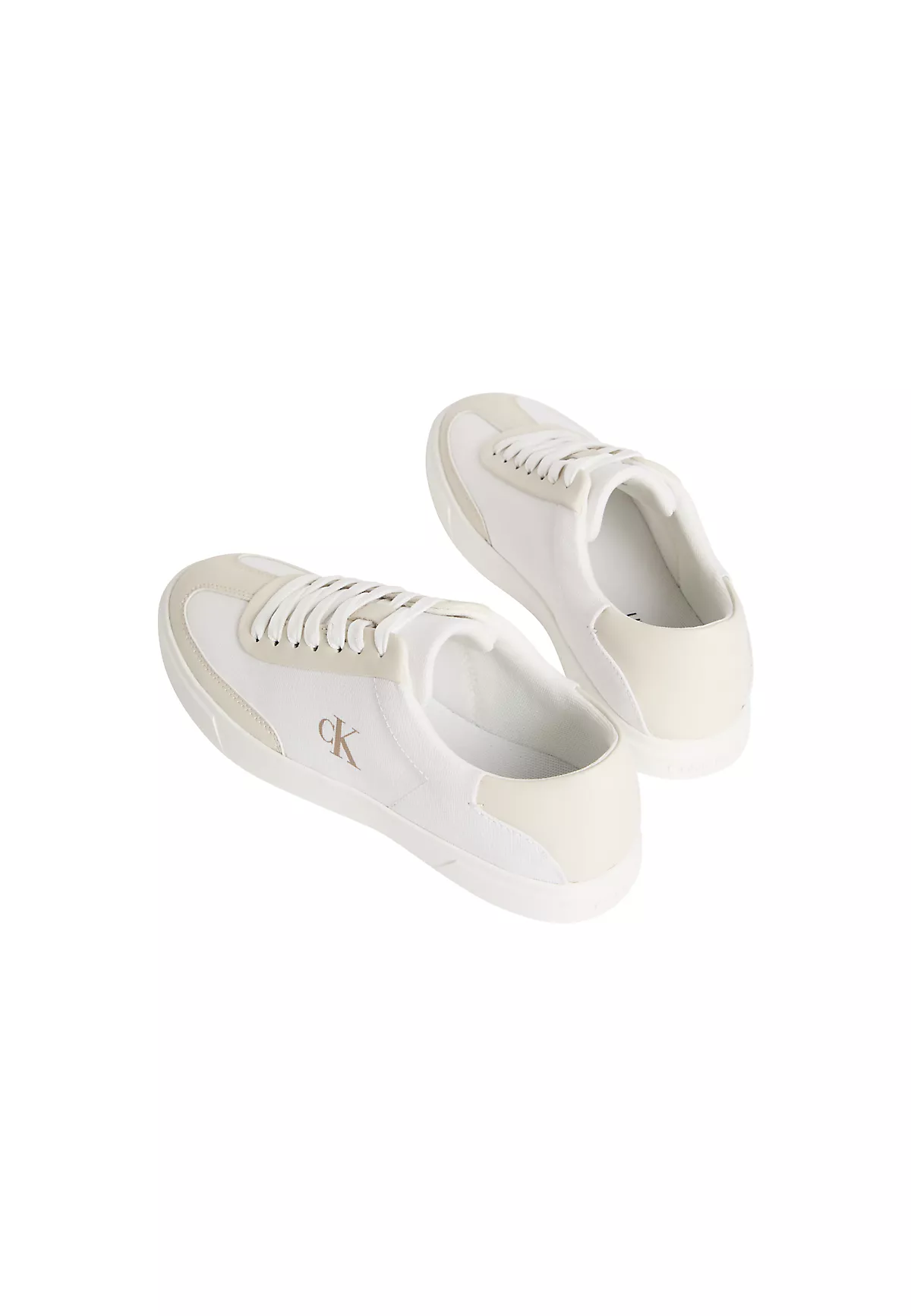 Calvin Klein Calvin Klein Kadın Deri ve Kumaş Karışımlı CK Logo Detaylı Düşük Bilekli Beyaz Sneaker HW0HW03145-0HT