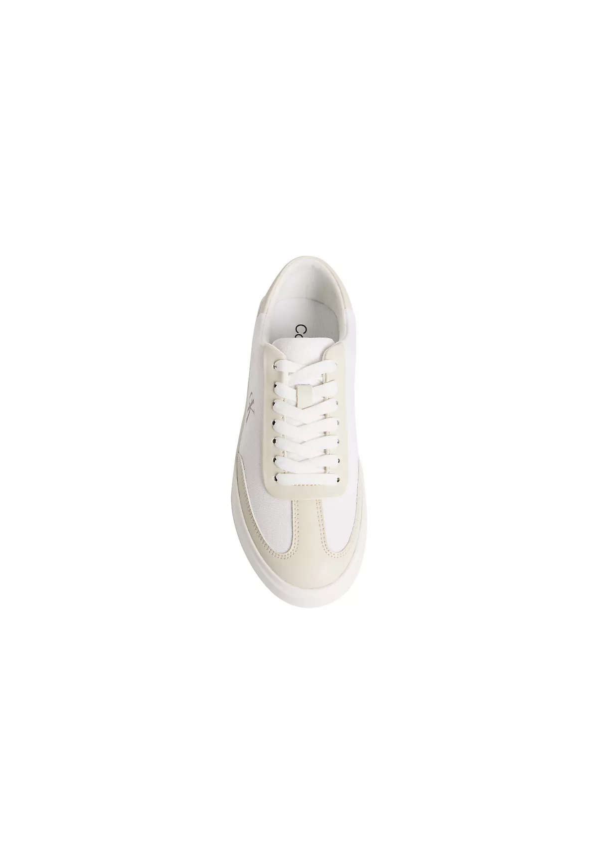 Calvin Klein Calvin Klein Kadın Deri ve Kumaş Karışımlı CK Logo Detaylı Düşük Bilekli Beyaz Sneaker HW0HW03145-0HT