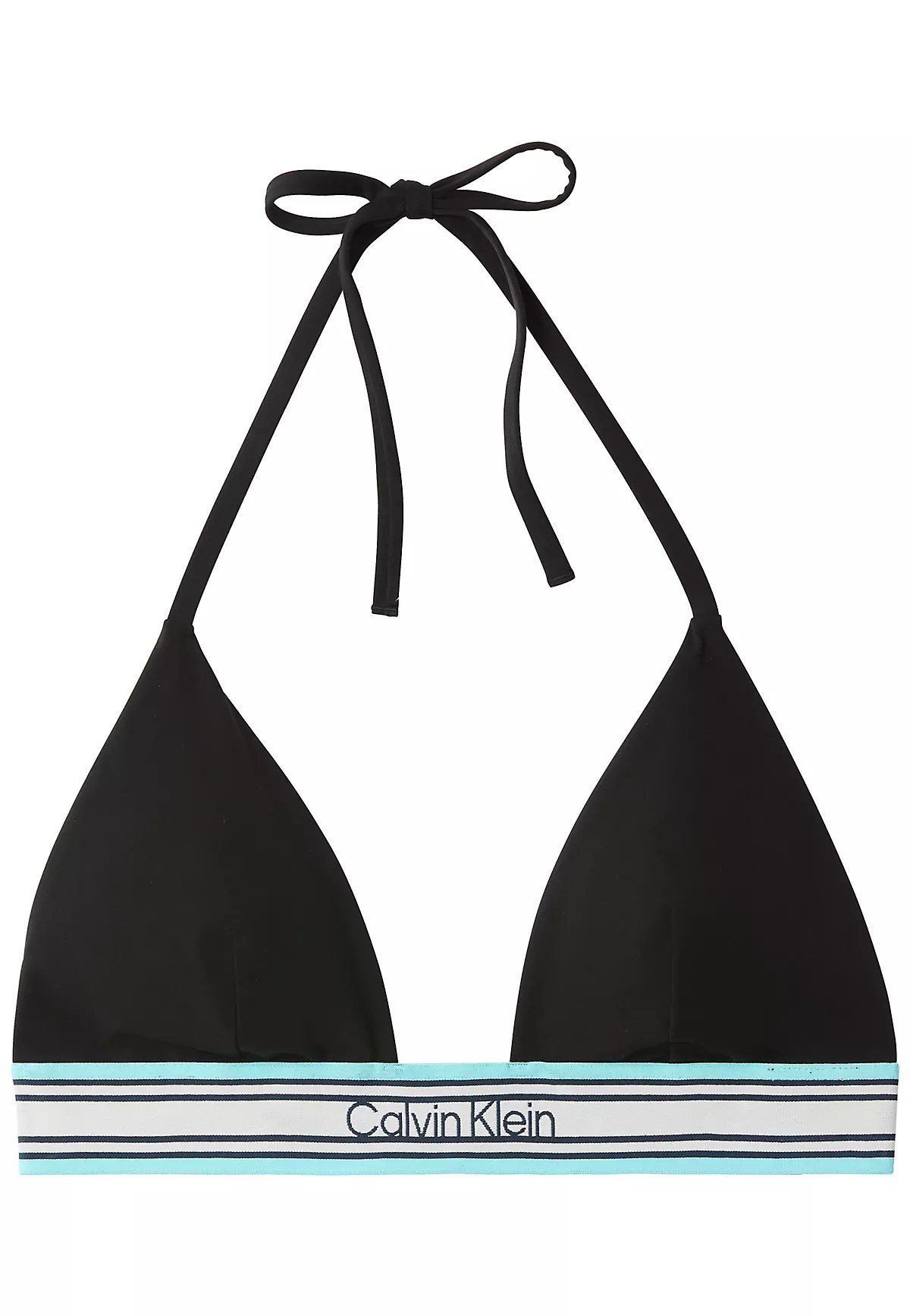 Calvin Klein Calvin Klein Kadın Desenli Bel Bantlı Boyundan Bağlamalı Siyah Bikini Üstü LV00Q61214-UB1