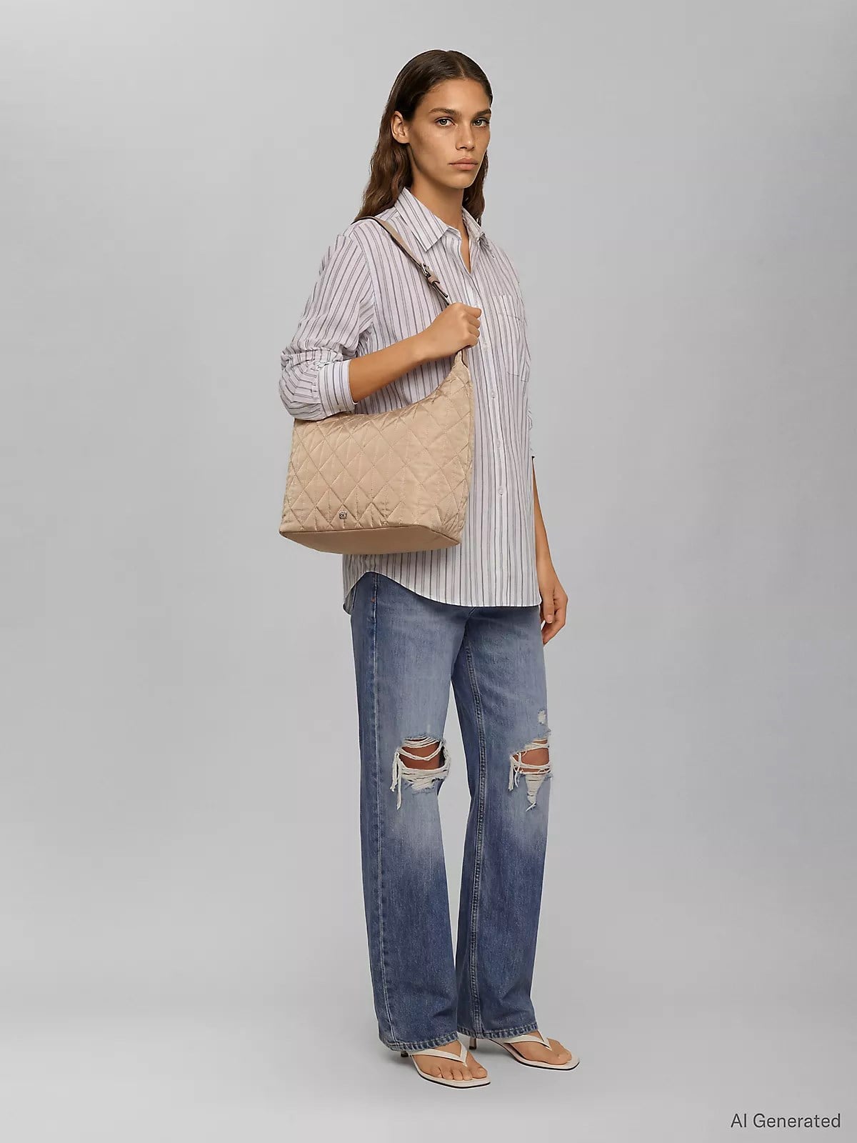 Calvin Klein Calvin Klein Kadın Dikiş Detaylı Mini Metalik Logolu Ayarlanabilir Askılı Fermuarlı Kahverengi Omuz Çantası LV04F3650G-RAJ
