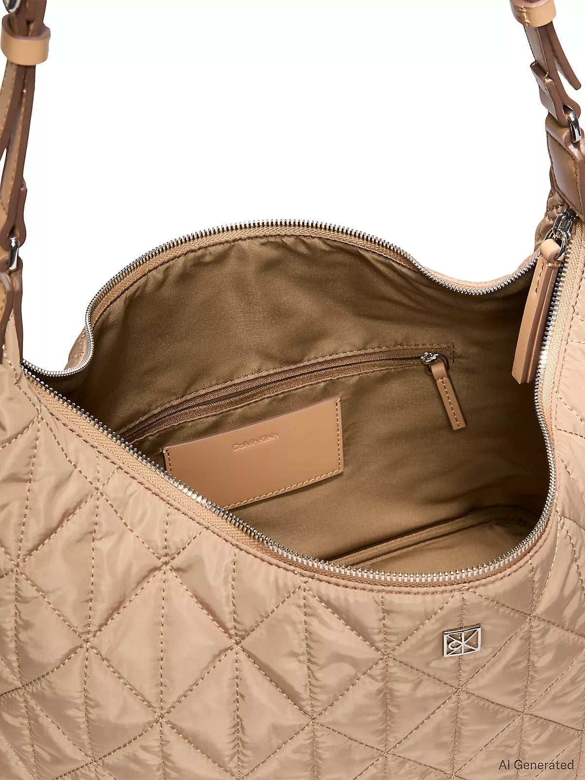 Calvin Klein Calvin Klein Kadın Dikiş Detaylı Mini Metalik Logolu Ayarlanabilir Askılı Fermuarlı Kahverengi Omuz Çantası LV04F3650G-RAJ