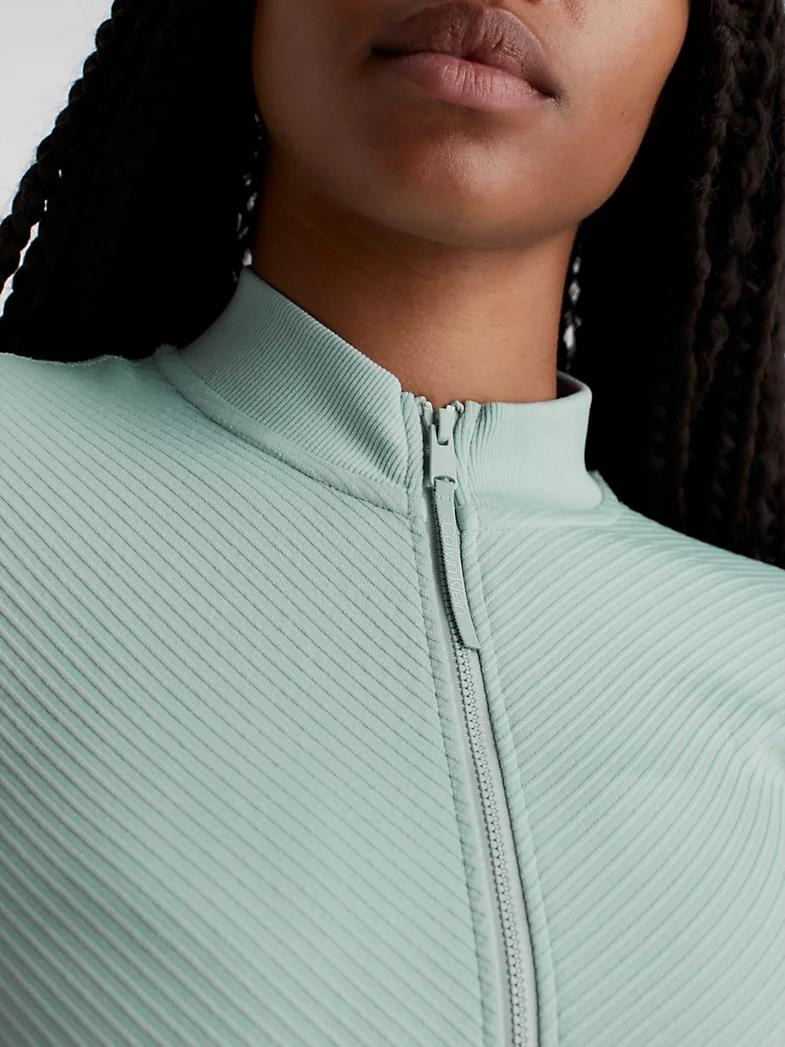 Calvin Klein Calvin Kleın Kadın Dokuma Kumaş Dik Yaka Fermuarlı Yeşil Sweatshirt 00GWS3J402-AYC