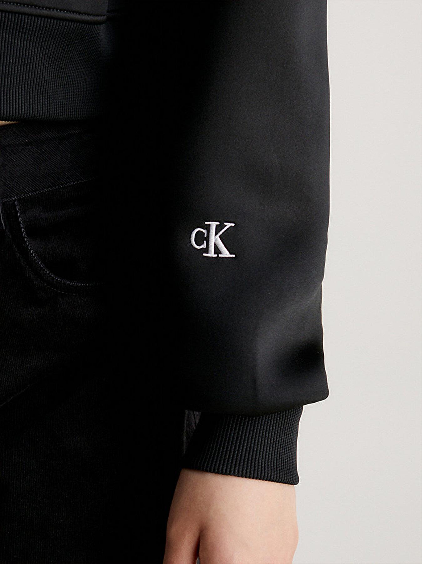 Calvin Klein Calvin Kleın Kadın Dokuma Dik Yaka Uzun Kol Günlük Siyah Sweatshirt J20J222228-BEH