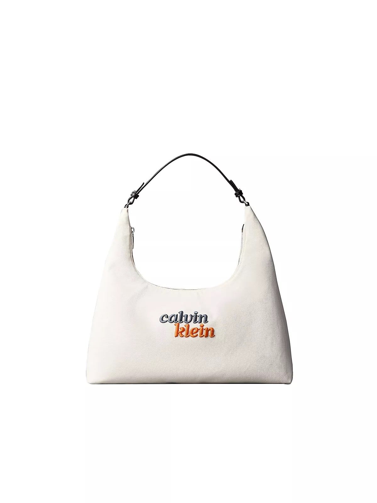 Calvin Klein Calvin Klein Kadın Dokuma Kumaş Logo Nakışlı Fermuarlı Beyaz Omuz Çantası LV04F3742G-XSI