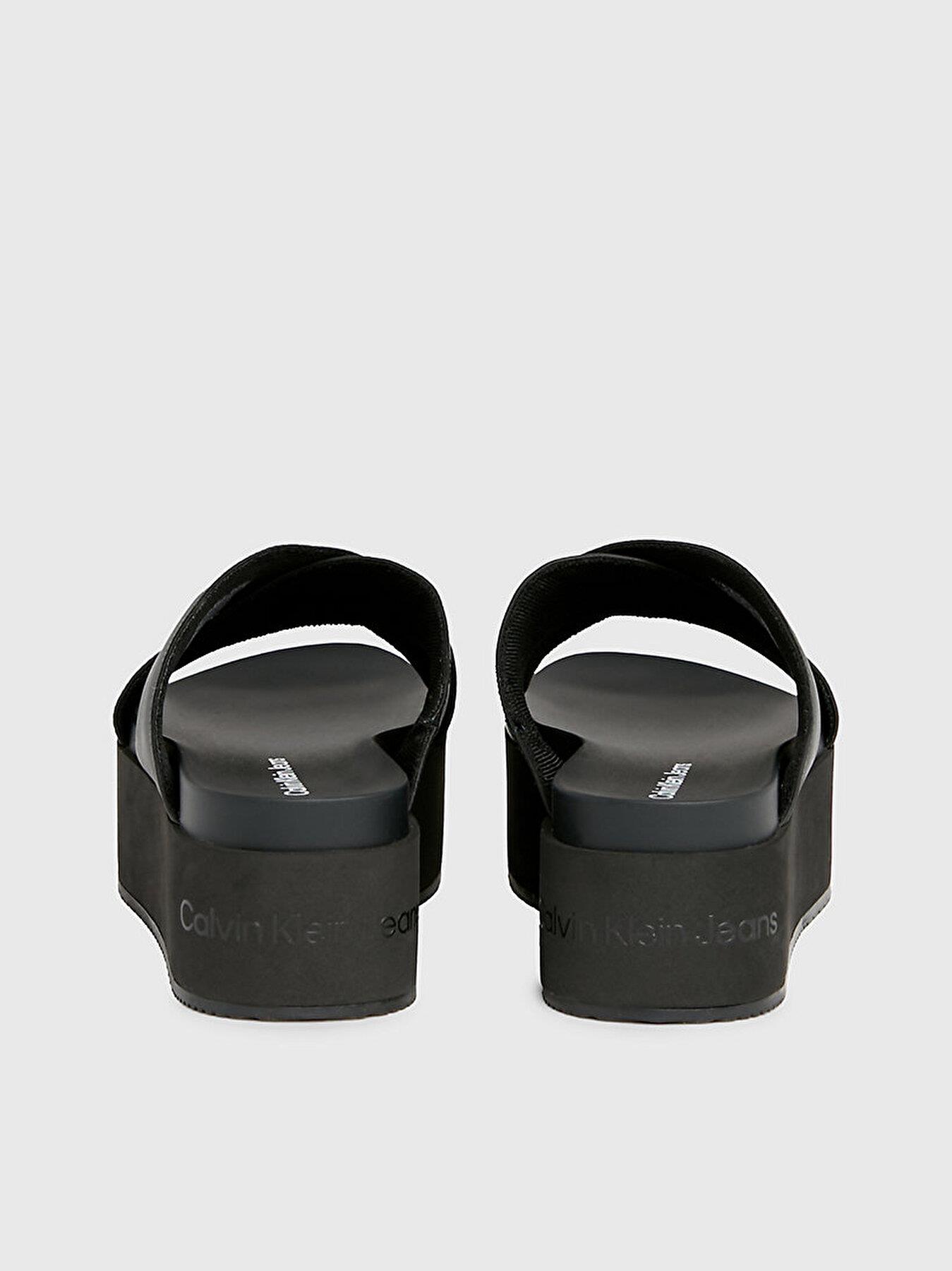 Calvin Klein Calvin Klein Kadın Dolgu Kalın Topuk Çapraz Ön Rahat Siyah Sandalet YW0YW01349-0GT