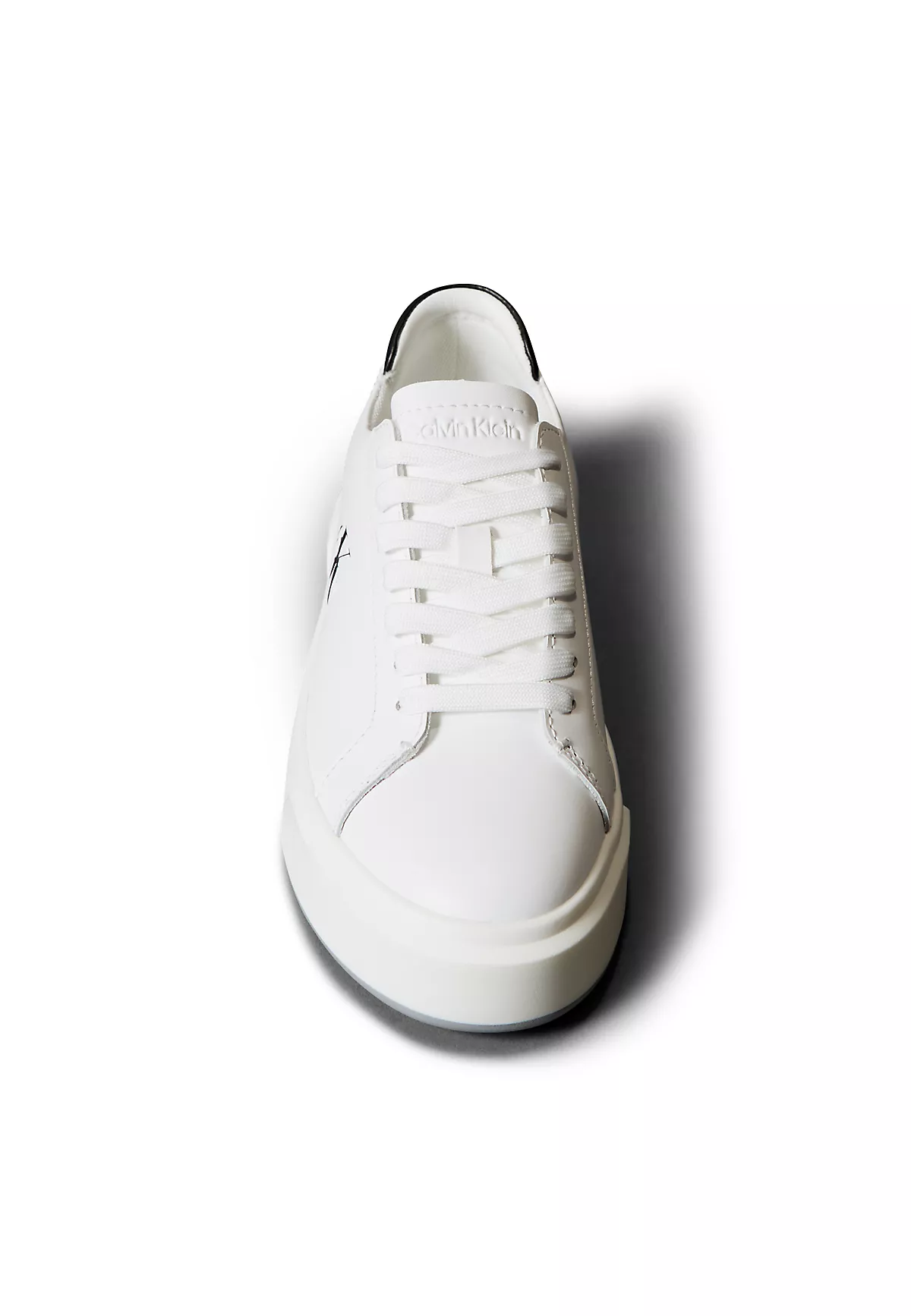 Calvin Klein Calvin Klein Kadın Düz Rahat Taban Bağlamalı CK Yazı Desenli Deri Beyaz Sneaker YW0YW01945-01W
