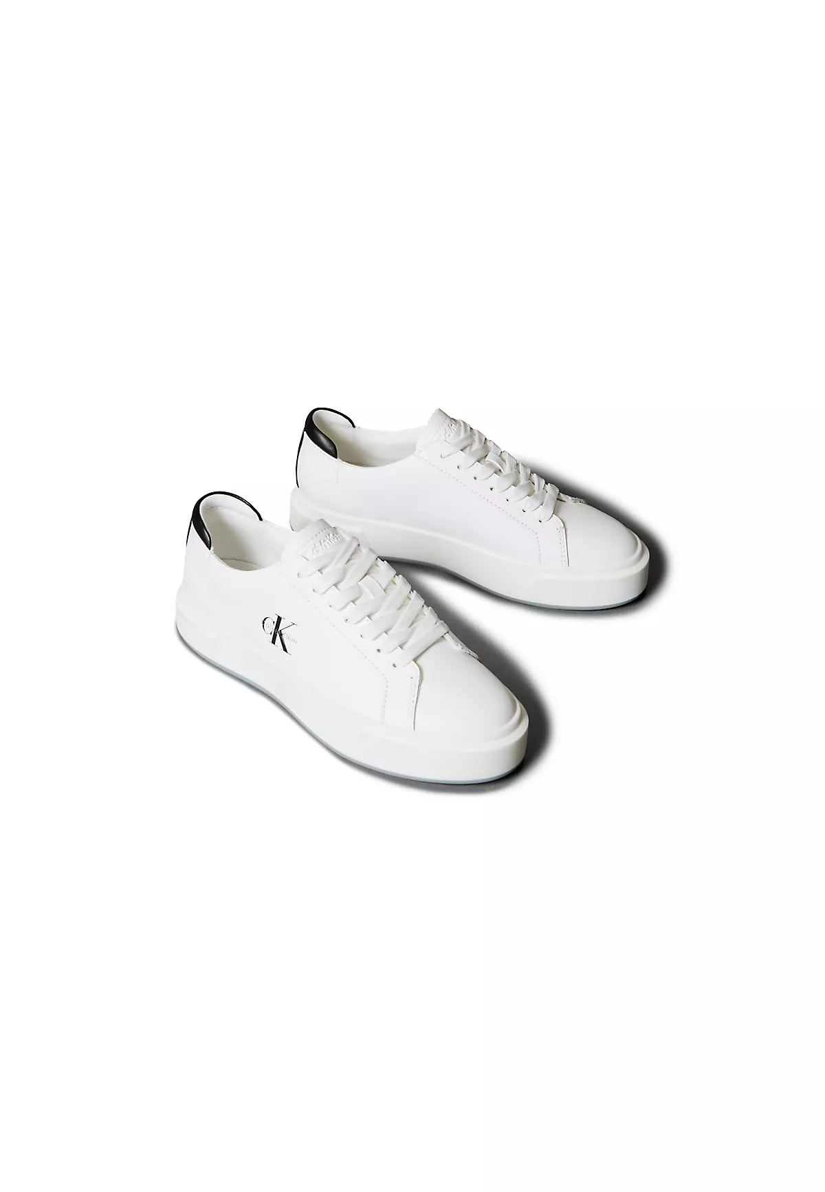 Calvin Klein Calvin Klein Kadın Düz Rahat Taban Bağlamalı CK Yazı Desenli Deri Beyaz Sneaker YW0YW01945-01W
