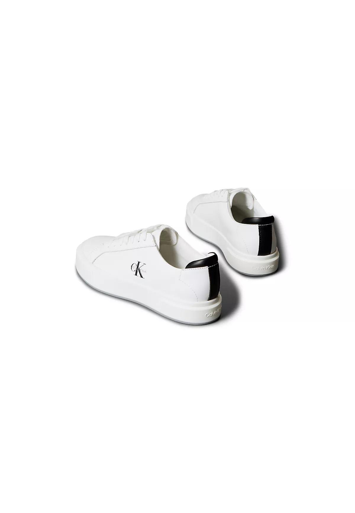 Calvin Klein Calvin Klein Kadın Düz Rahat Taban Bağlamalı CK Yazı Desenli Deri Beyaz Sneaker YW0YW01945-01W