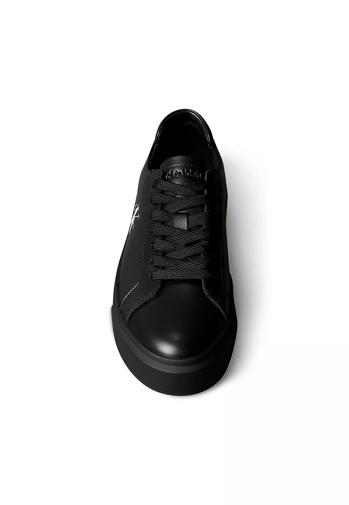 Calvin Klein Calvin Klein Kadın Düz Rahat Taban Bağlamalı CK Yazı Desenli Deri Siyah Sneaker YW0YW01945-0GJ