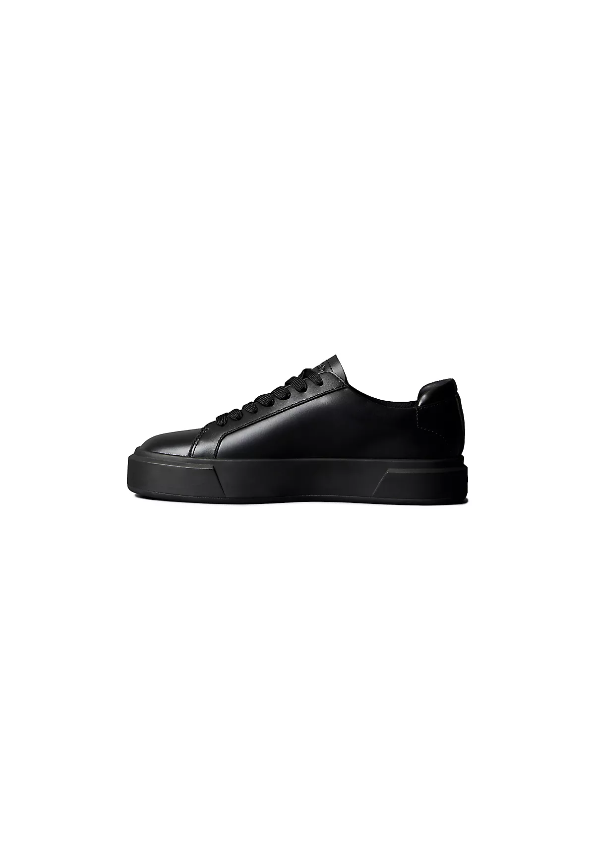 Calvin Klein Calvin Klein Kadın Düz Rahat Taban Bağlamalı CK Yazı Desenli Deri Siyah Sneaker YW0YW01945-0GJ